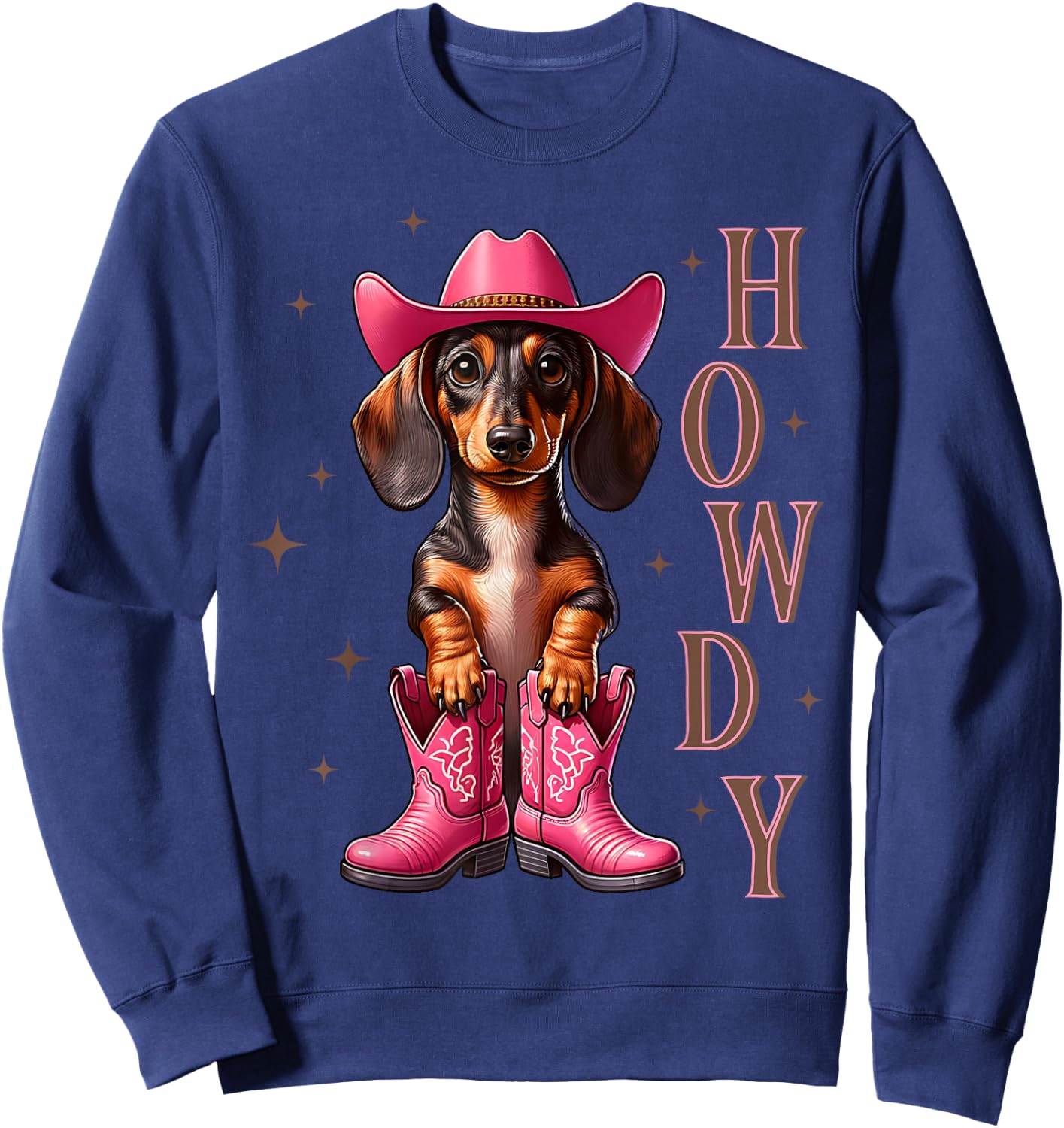 Howdy Dackel Cowboy Westernhund Cowgirl Damen Mädchen Sweatshirt - Sweatshirt | Navy
