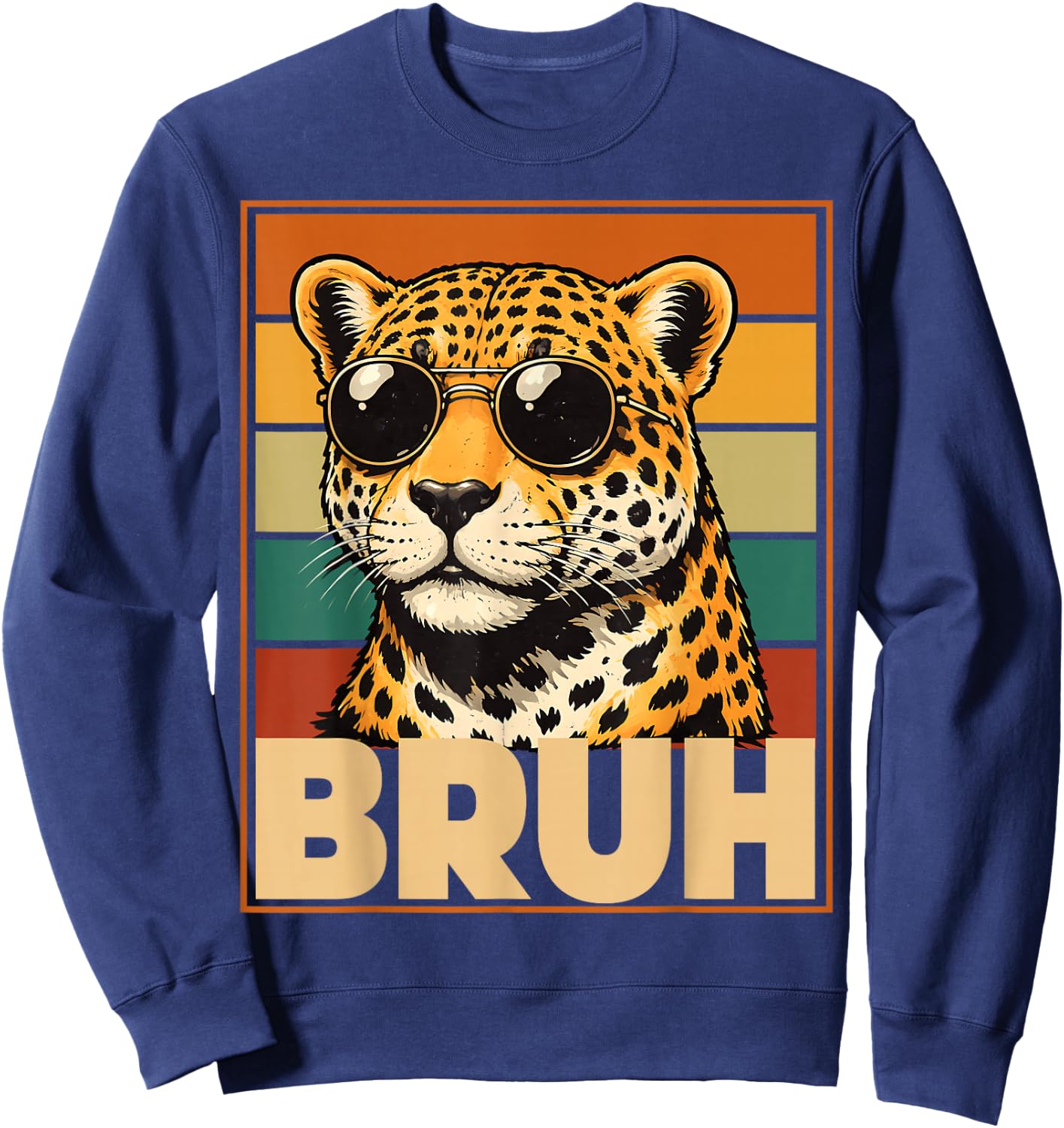Bruh Cheetah Meme Men Boys Animal Print Kids Sweatshirt - Sweatshirt | Navy