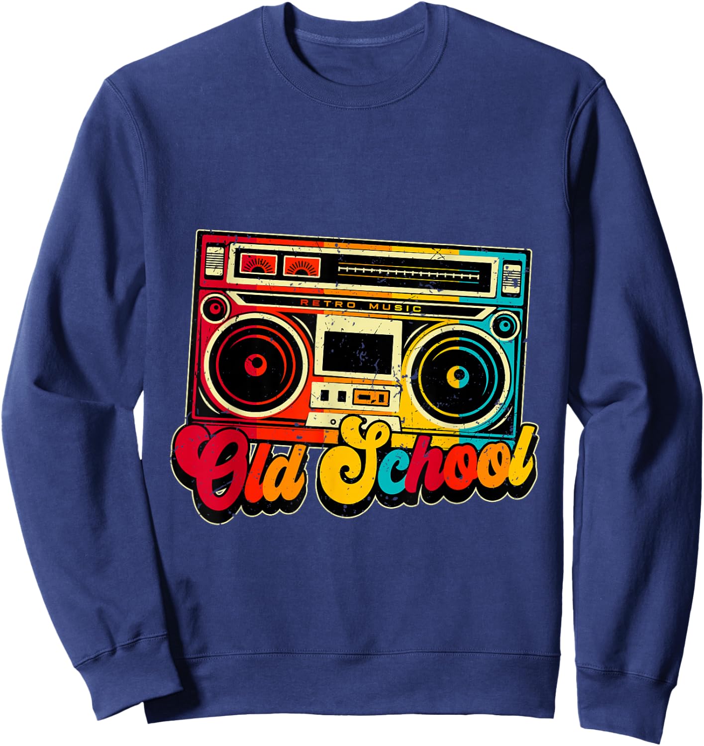 Old School Retro Boombox Hip Hop Music Sweatshirt - Sweatshirt | Navy