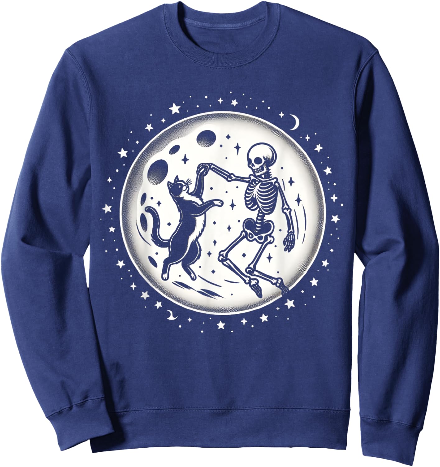 Cat Skeleton Cute Cat Halloween Costumes Cat Skull Women Kid Sweatshirt - Sweatshirt | Navy