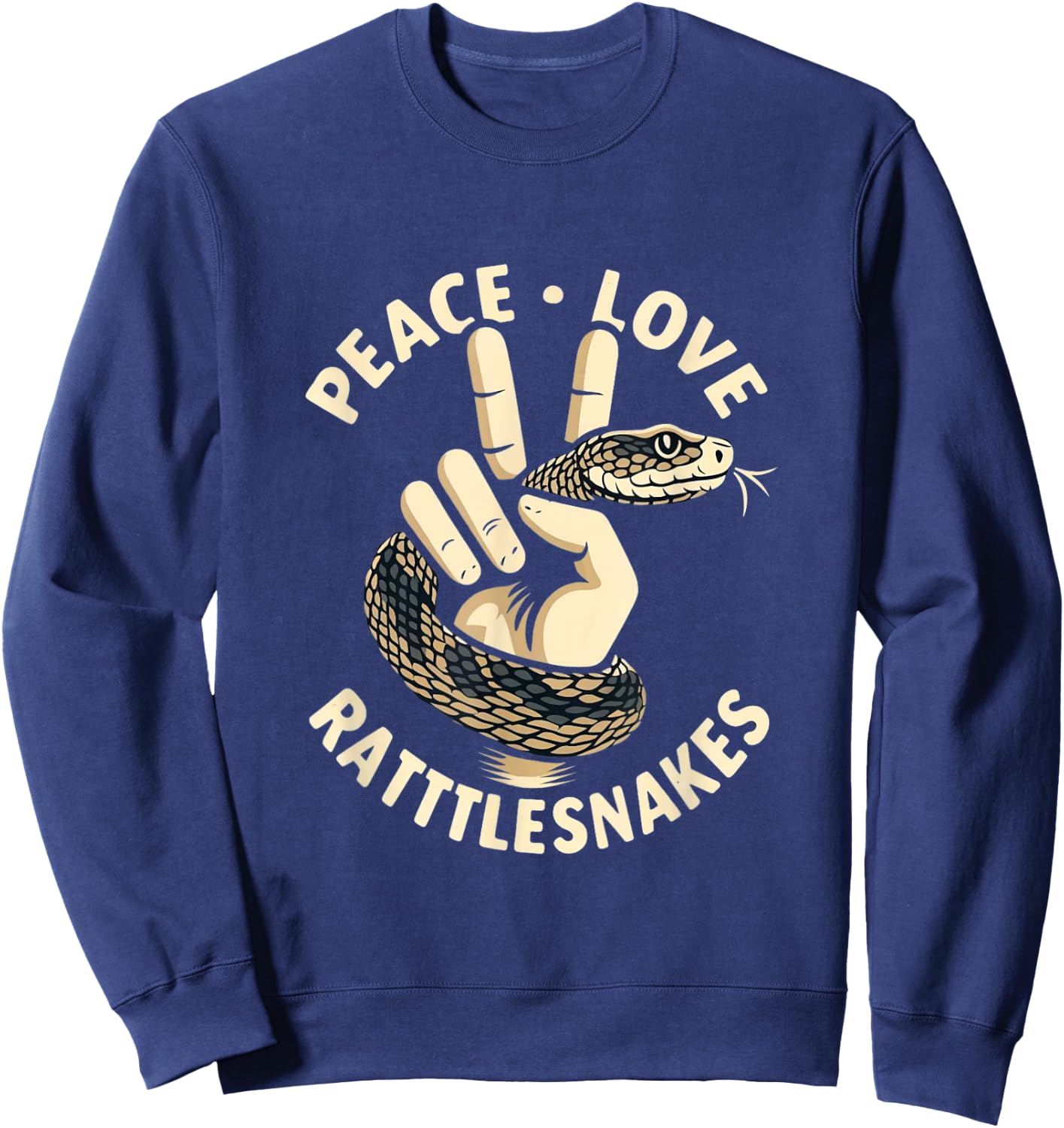 Rattlesnake Shirt Snake Herpetology Peace Love Rattlesnake Sweatshirt - Sweatshirt | Navy