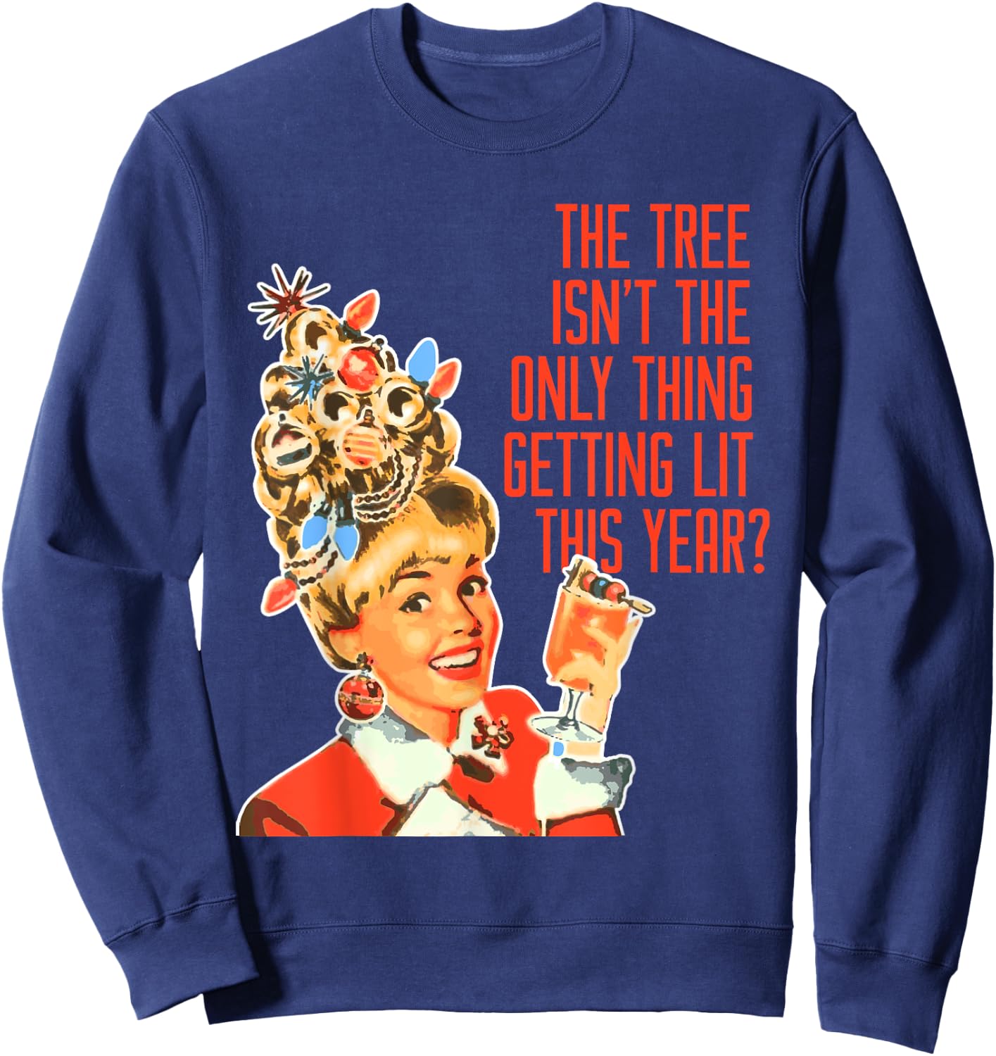 Getting Lit This Year Christmas Party Tree Gift Sweatshirt - Sweatshirt | Navy