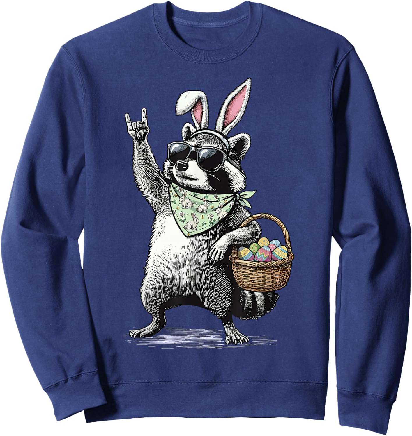 Retro Ostern Waschbär Lustiges Ostern Sweatshirt - Sweatshirt | Navy