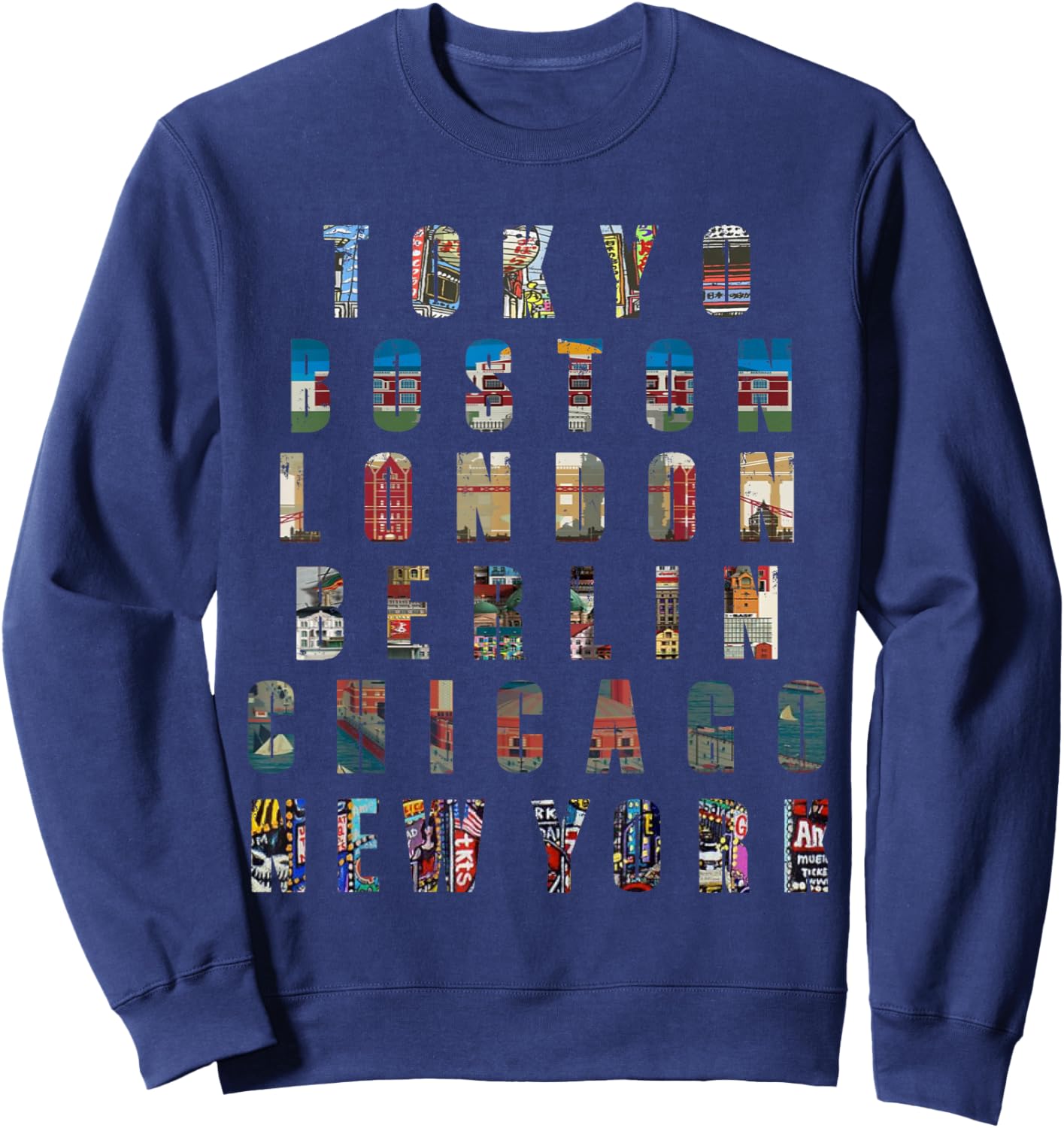 6 Stars World Marathon Running runners iconic city Sweatshirt - Sweatshirt | Navy