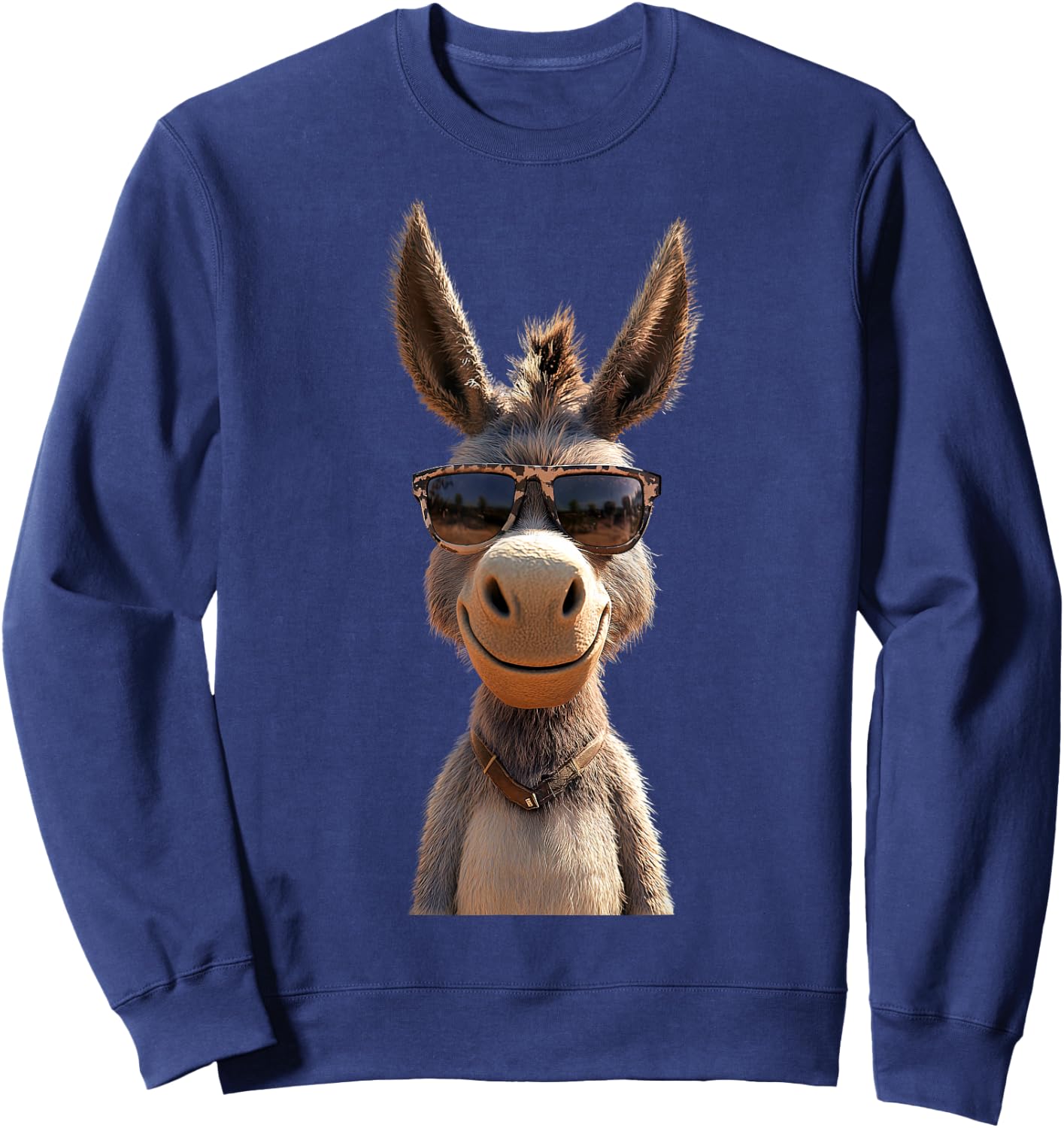 Donkey with Sunglasses Donkey Riding Cute Donkey Sweatshirt - Sweatshirt | Navy