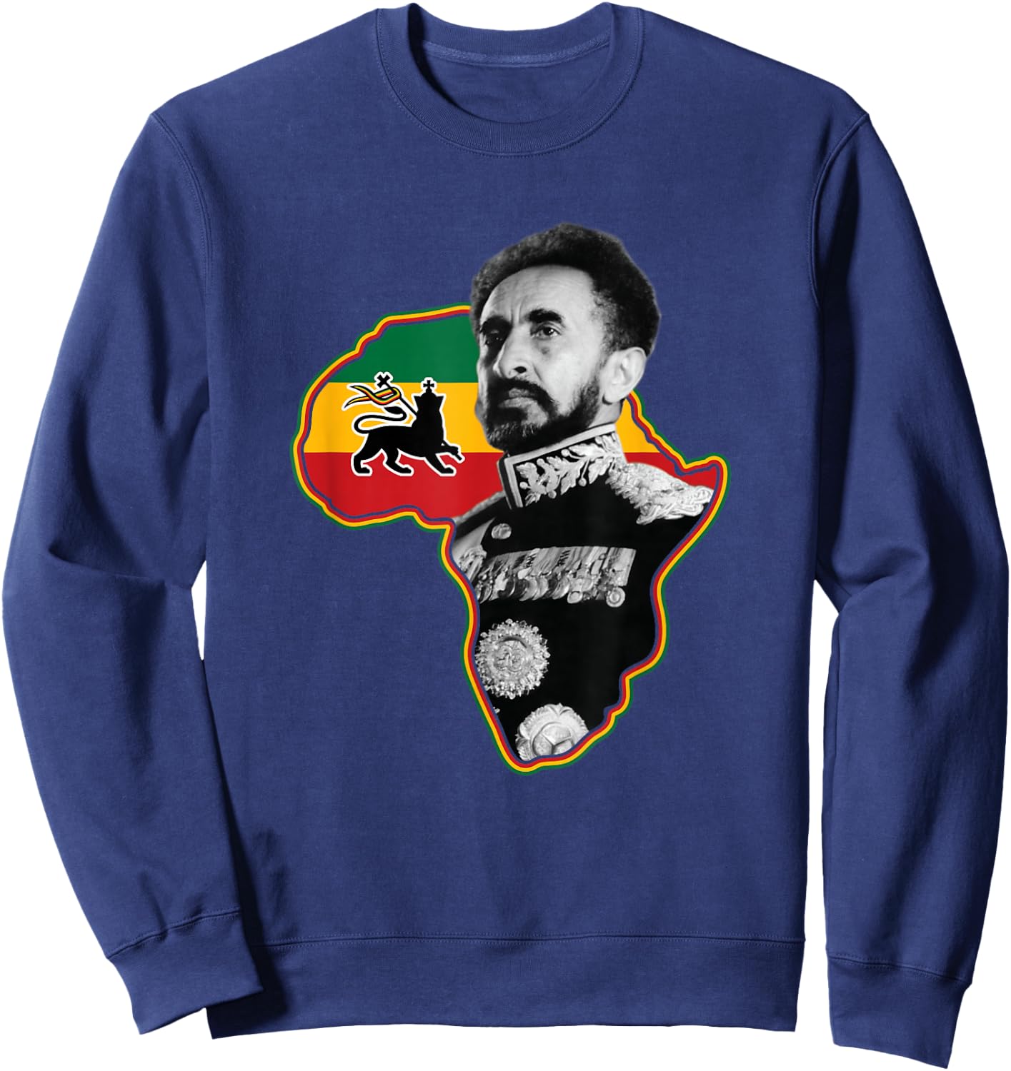 African Hero Haile Selassie I Sweatshirt - Sweatshirt | Navy