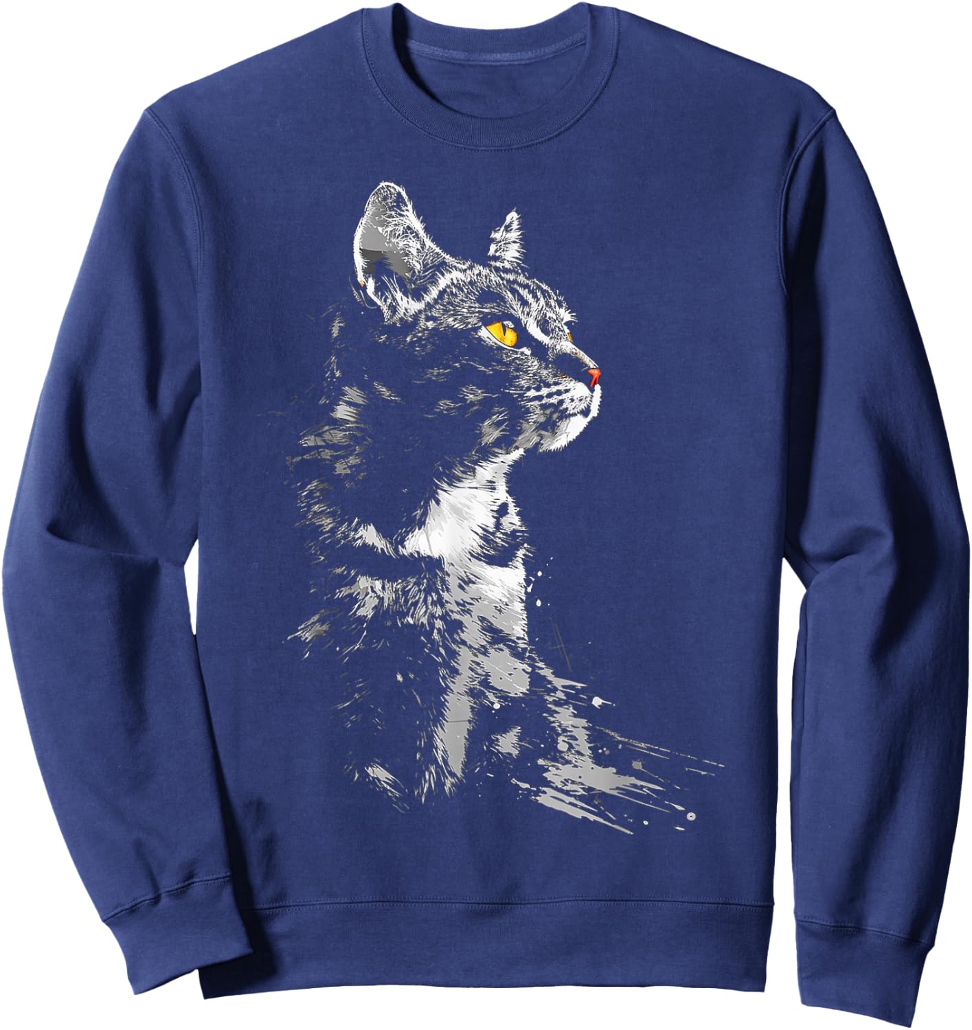 C@tLav Katzen-Grafik , , Schwarz, S, Kurzarm, Klassisch, Katzenmotiv, Katzenliebhaber, alle Altersgruppen Sweatshirt - Sweatshirt | Navy