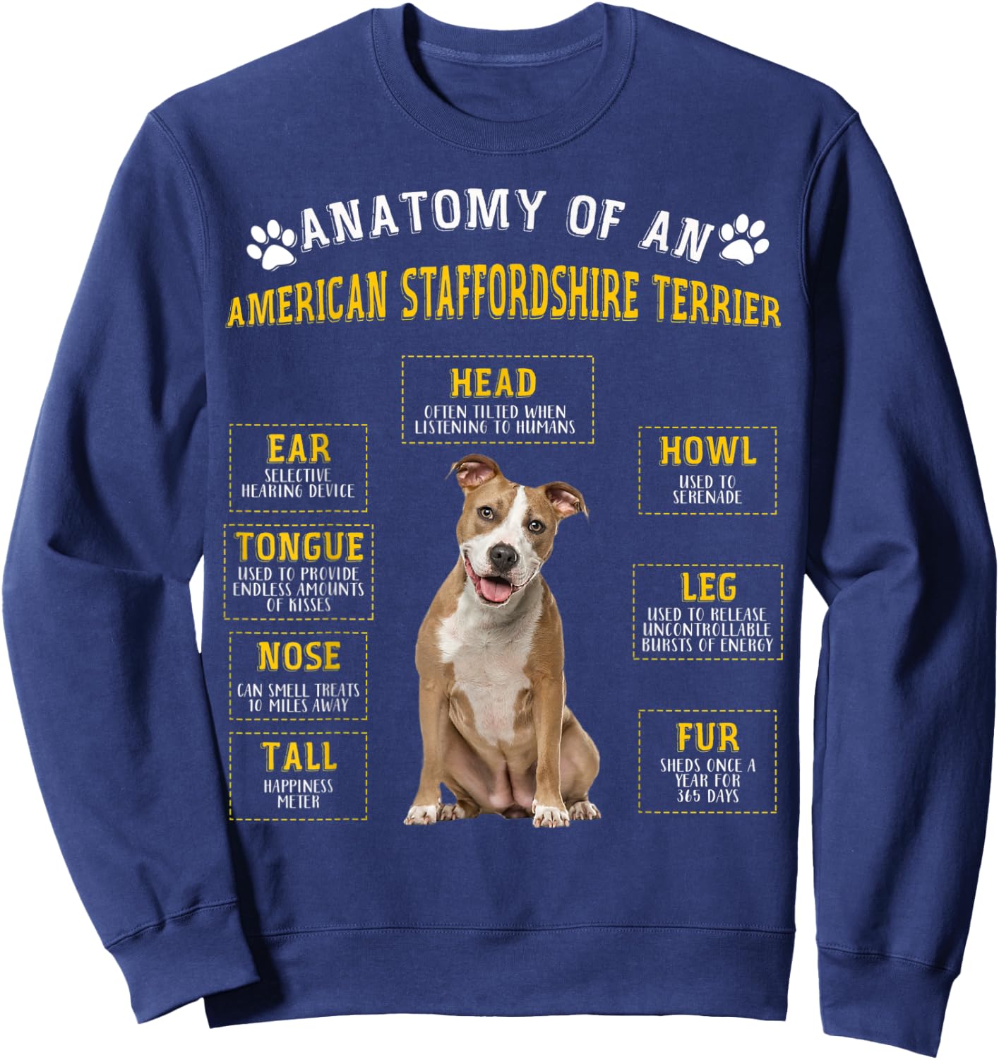 Lustige Anatomie AmStaff Geschenke für Frauen und Männer Sweatshirt - Sweatshirt | Navy