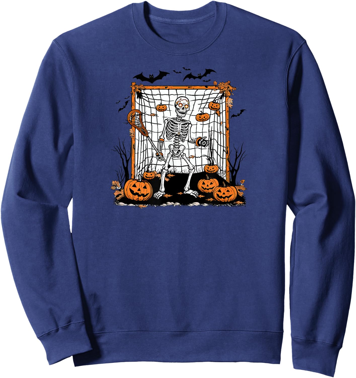 Halloween Lacrosse Skeleton Goalie Sweatshirt - Sweatshirt | Navy