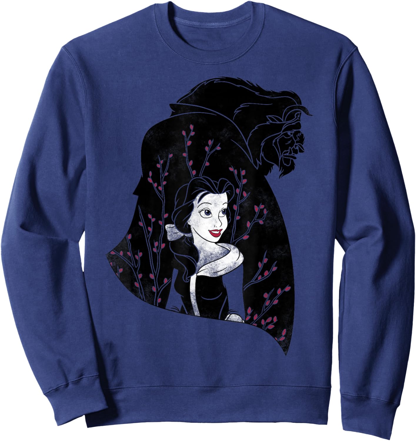 Disney Beauty And The Beast Floral Silhouette Sweatshirt - Sweatshirt | Navy