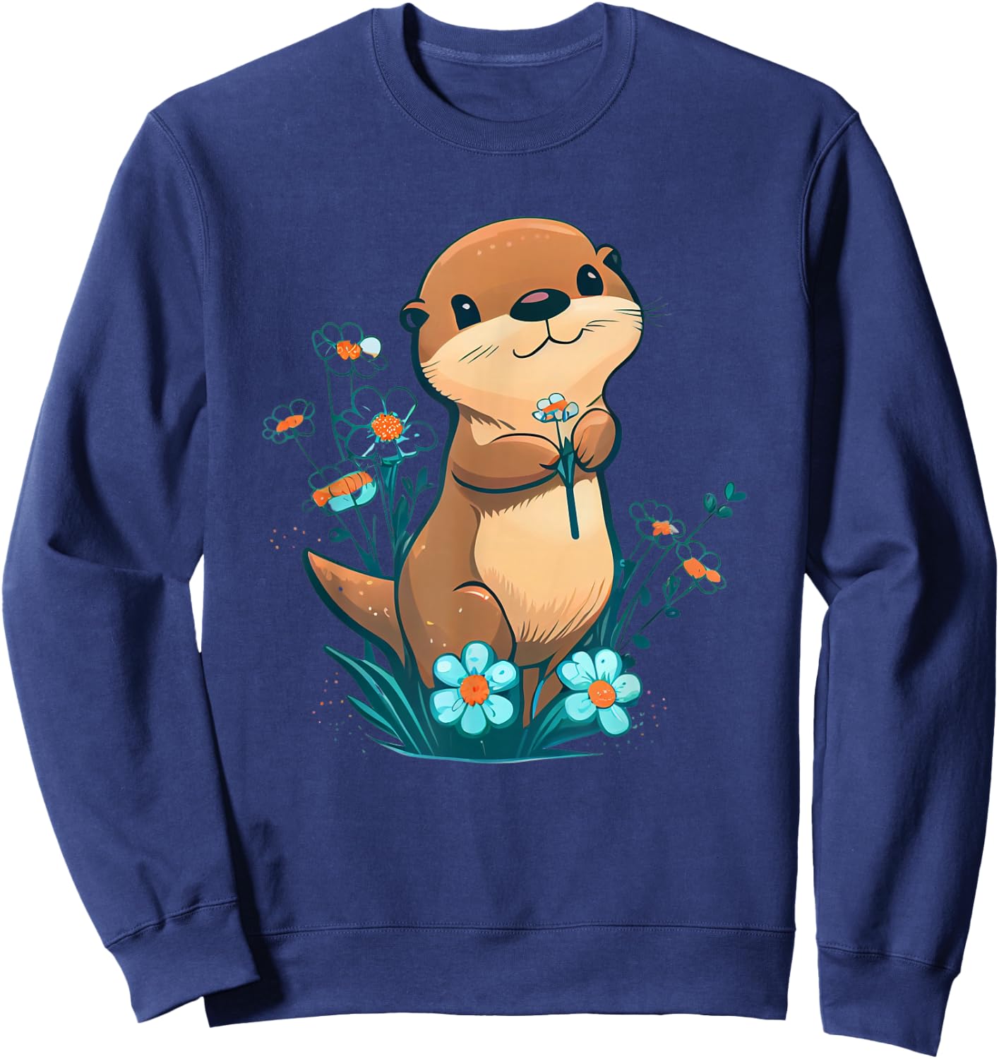 Baby Otter Blumen – Otter Sweatshirt - Sweatshirt | Navy