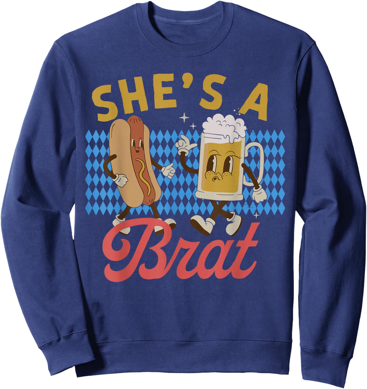 Funny Oktoberfes Hes the Wurst Shes a Brat Couples Matching Sweatshirt - Sweatshirt | Navy