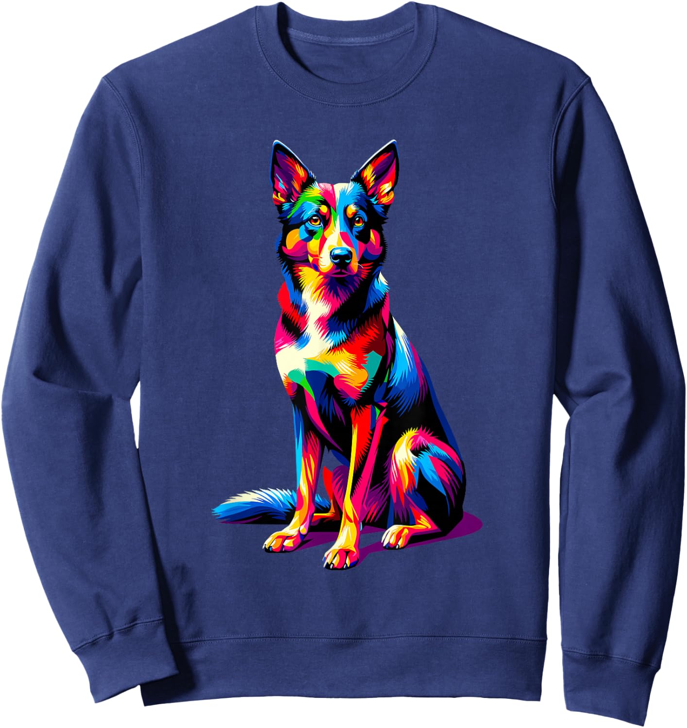 Colorful Pop Art Australian Kelpie Sheepdog Sweatshirt - Sweatshirt | Navy