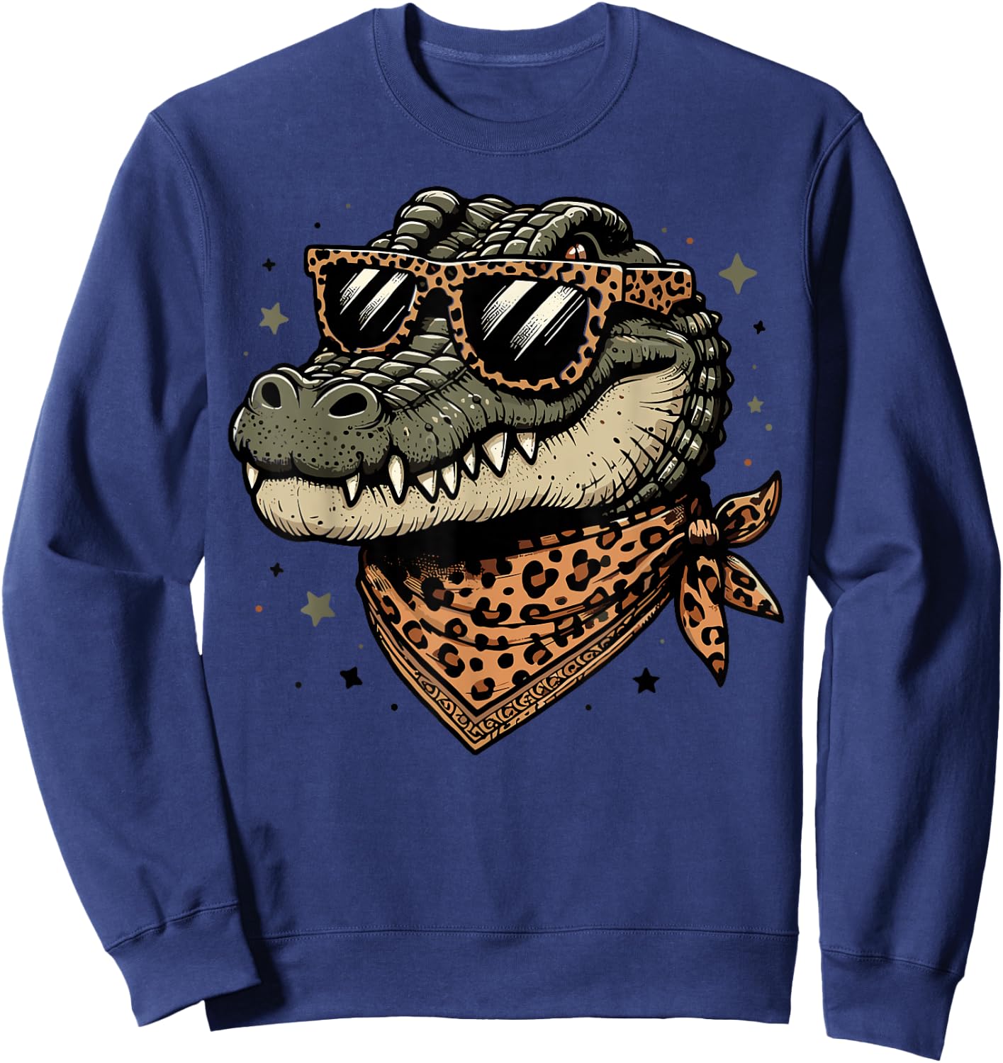 Crocodile Alligator Leopard Scarf Wearing Sunglasses Sweatshirt - Sweatshirt | Navy