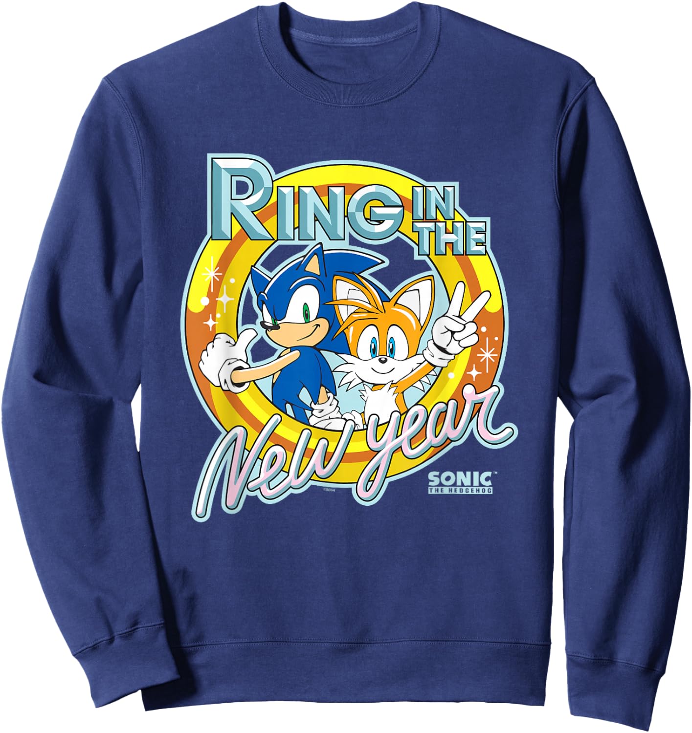 Sonic The Hedgehog New Years Ring In The New Year Vintage Sweatshirt - Sweatshirt | Navy
