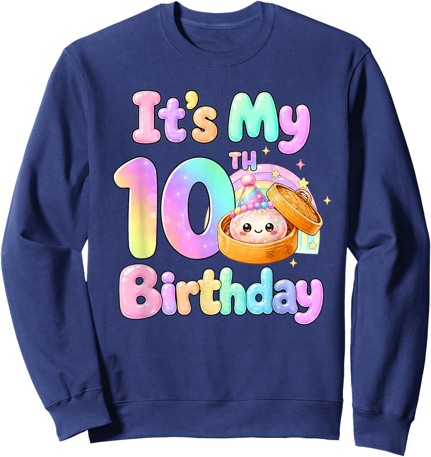 It's My 10th Birthday Kawaii Dumpling Anime Birthday Party Sweatshirt - Sweatshirt | Navy