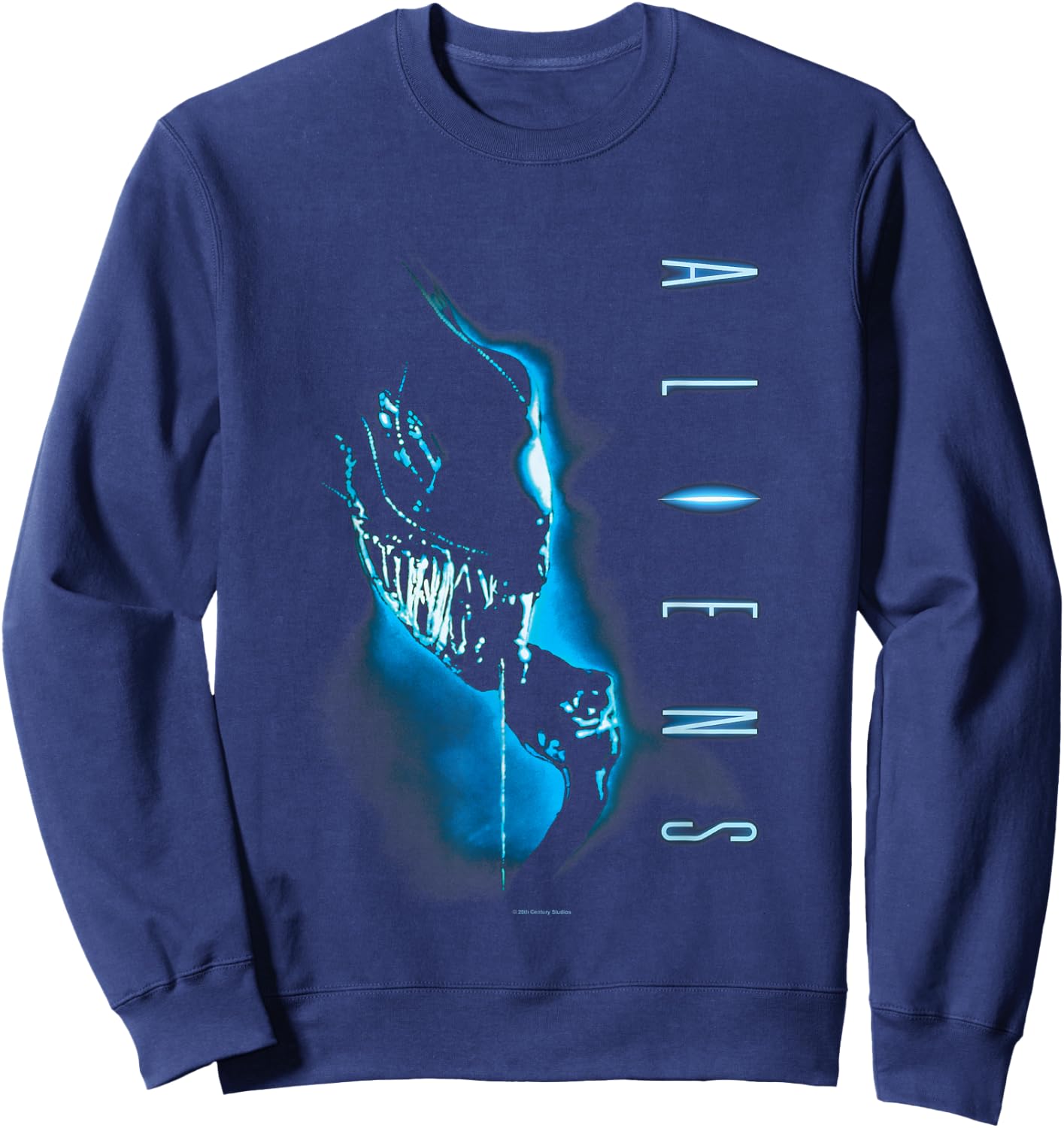 Aliens Iconic Xenomorph Silhouette Neon Big Chest Poster Sweatshirt - Sweatshirt | Navy