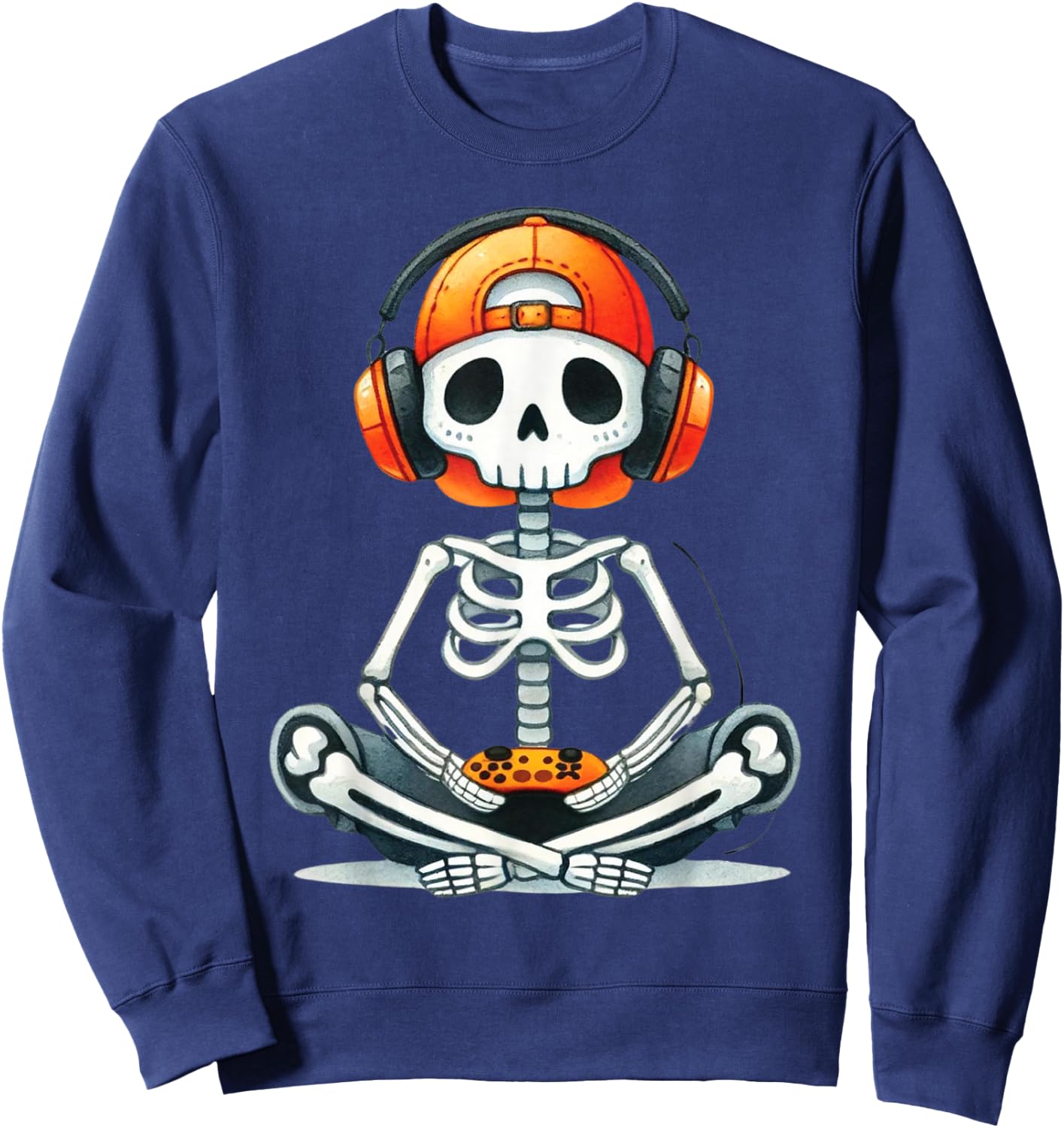 Halloween Skeleton Gamer Video Gaming Costume Boys Men Kids Sweatshirt - Sweatshirt | Navy