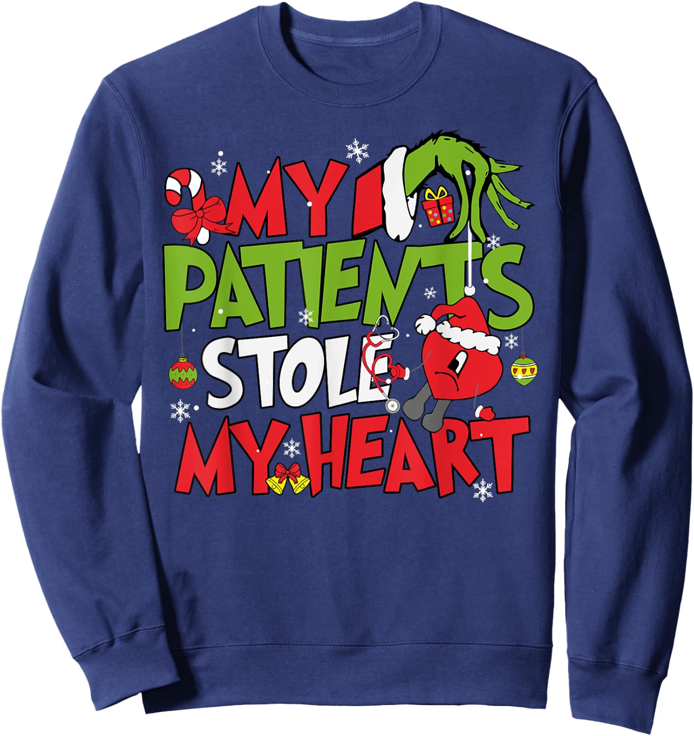 My Patients Stole My Heart Merry Christmas Xmas Nurse Doctor Sweatshirt - Sweatshirt | Navy