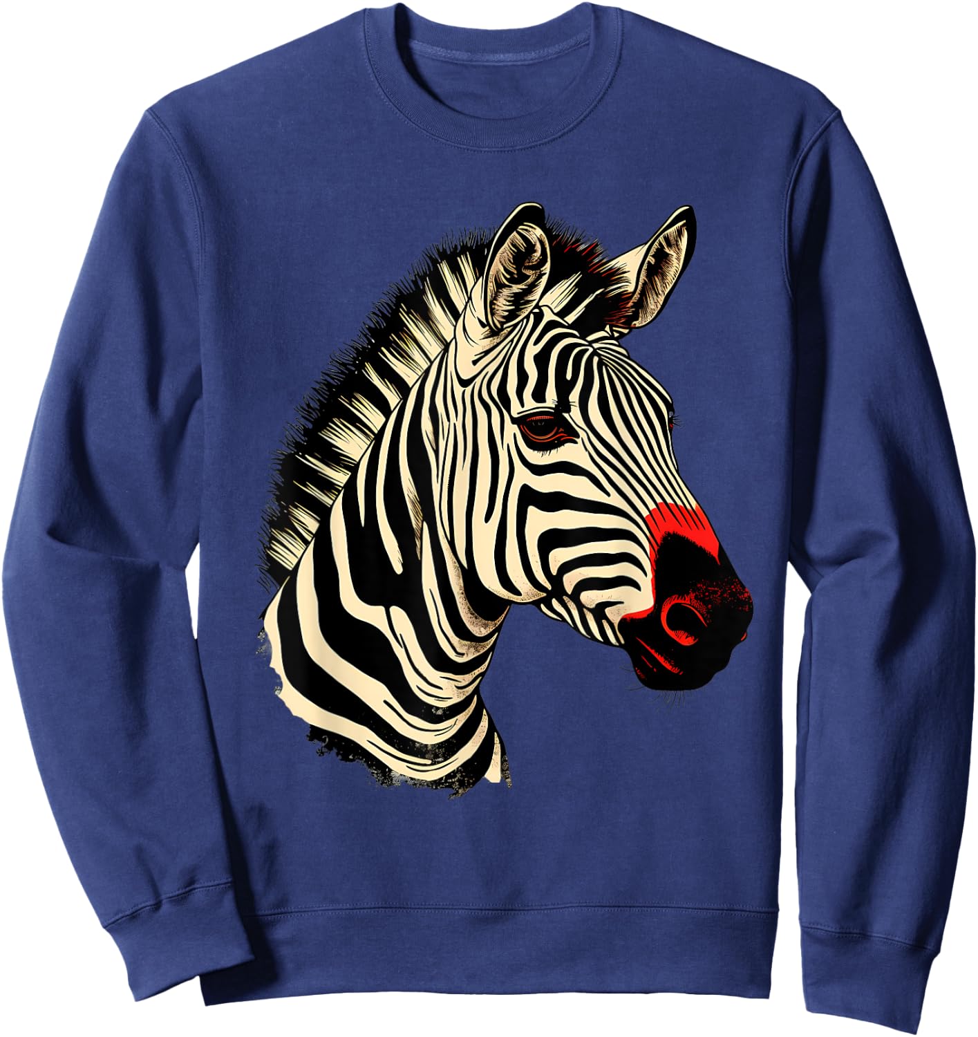 Zebra Portrait Artwork Wildlife Safari Nature Animal Art Sweatshirt - Sweatshirt | Navy