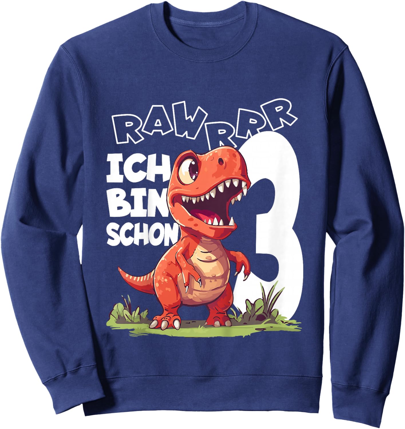 Kinder Ich bin schon 3 Jahre alt, T-Rex 3. Geburtstag Dino Sweatshirt - Sweatshirt | Navy