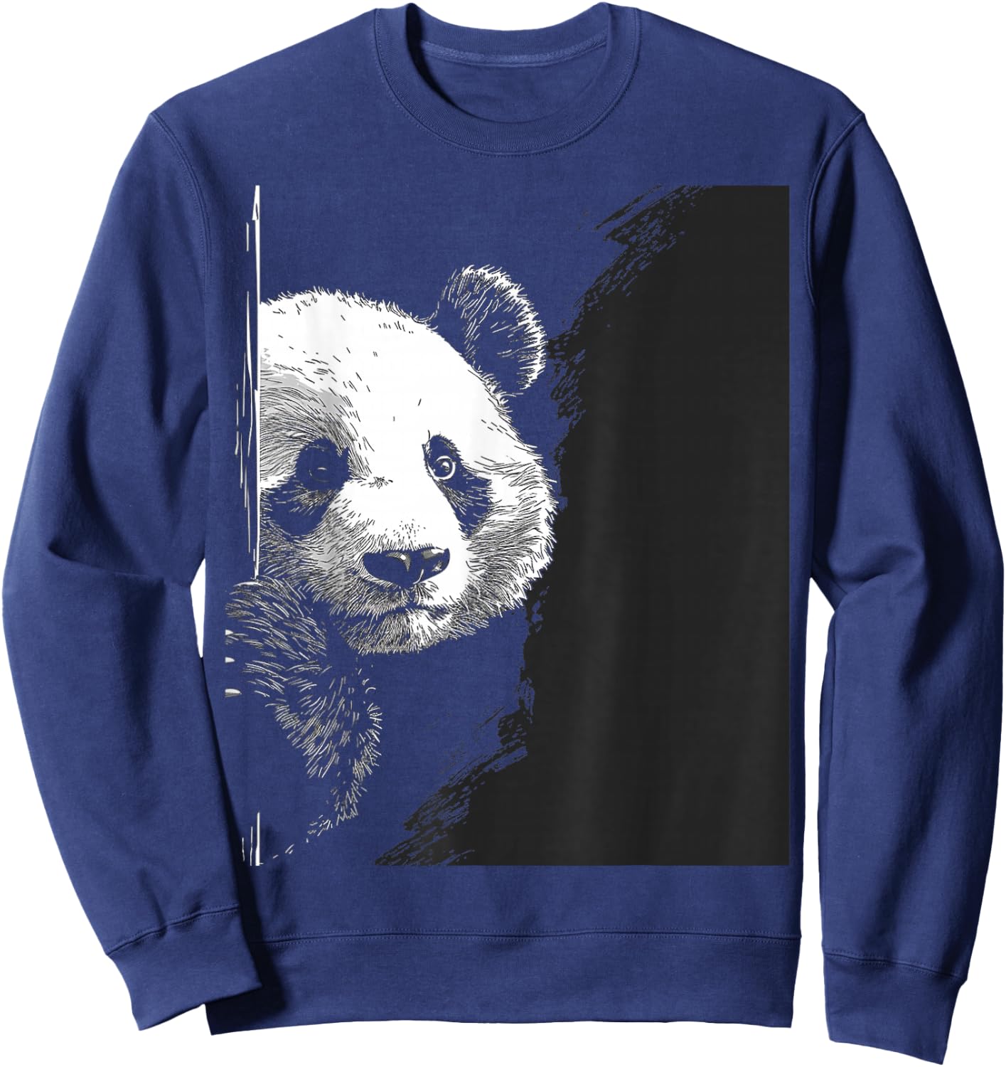 Panda Drawing Animal Motif Art Panda Sweatshirt - Sweatshirt | Navy