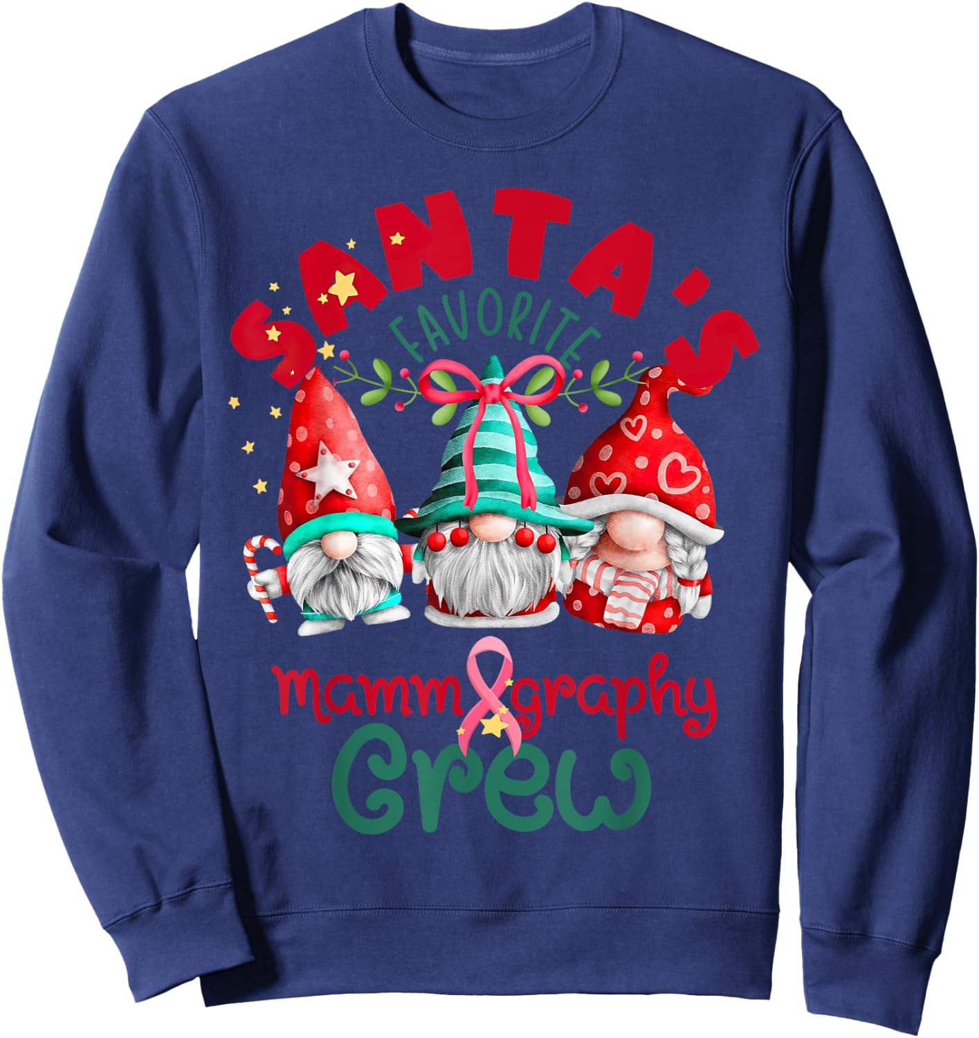 Santa's Favorite Mammography Christmas Mammo Technologist Sweatshirt - Sweatshirt | Navy