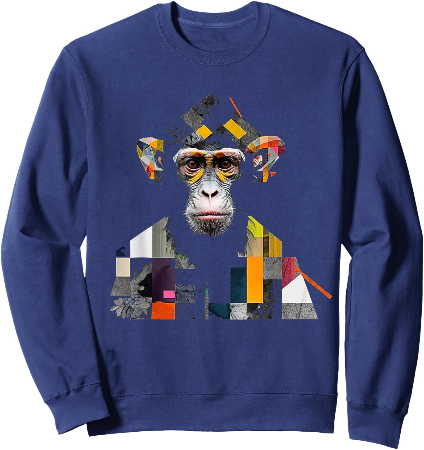 Monkey art colourful artwork zoo animal motif monkey Sweatshirt - Sweatshirt | Navy