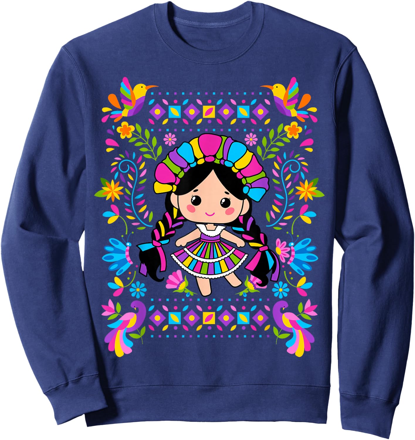 Lelé Doll Women's Querétaro México Otomí Muñequita de Trapo Sweatshirt - Sweatshirt | Navy