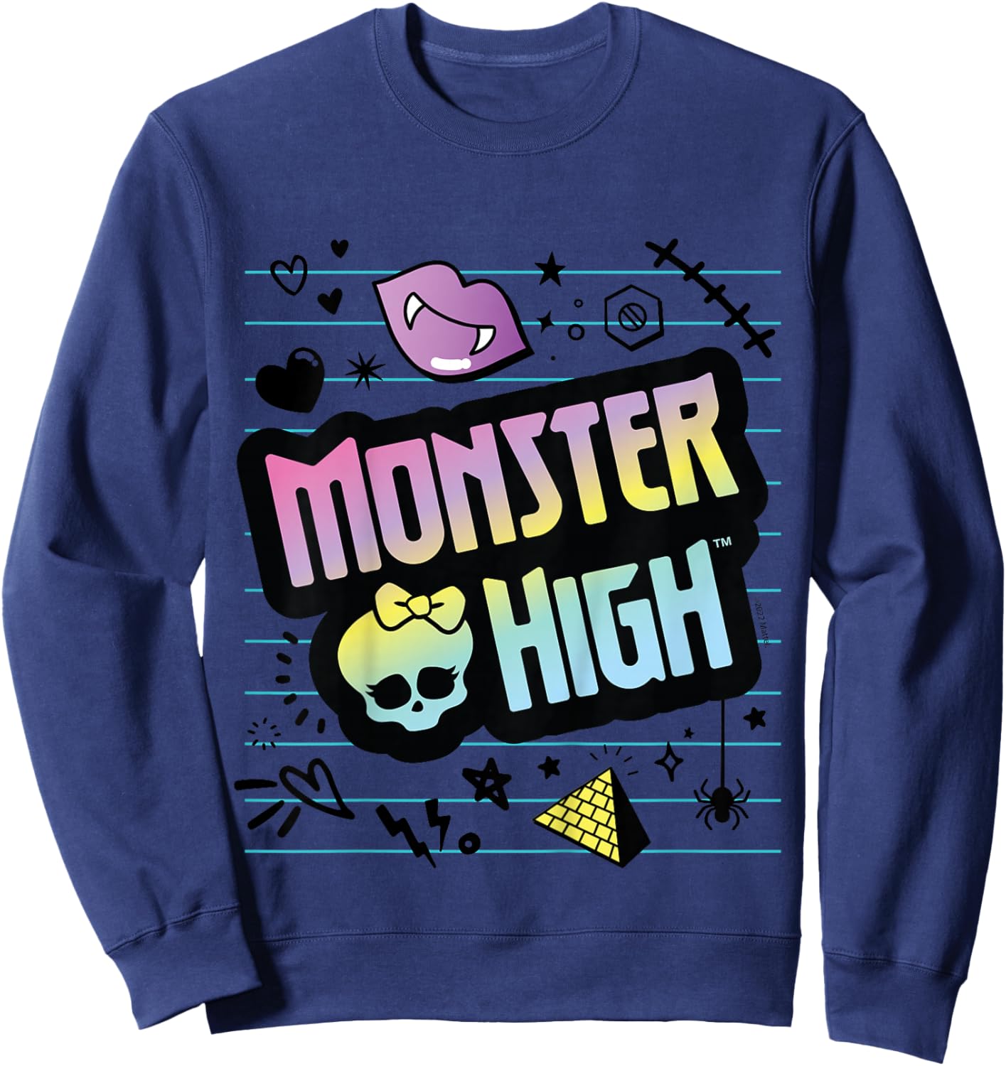 Children's Monster High - MH Skulltastic Logo , White Sweatshirt - Sweatshirt | Navy
