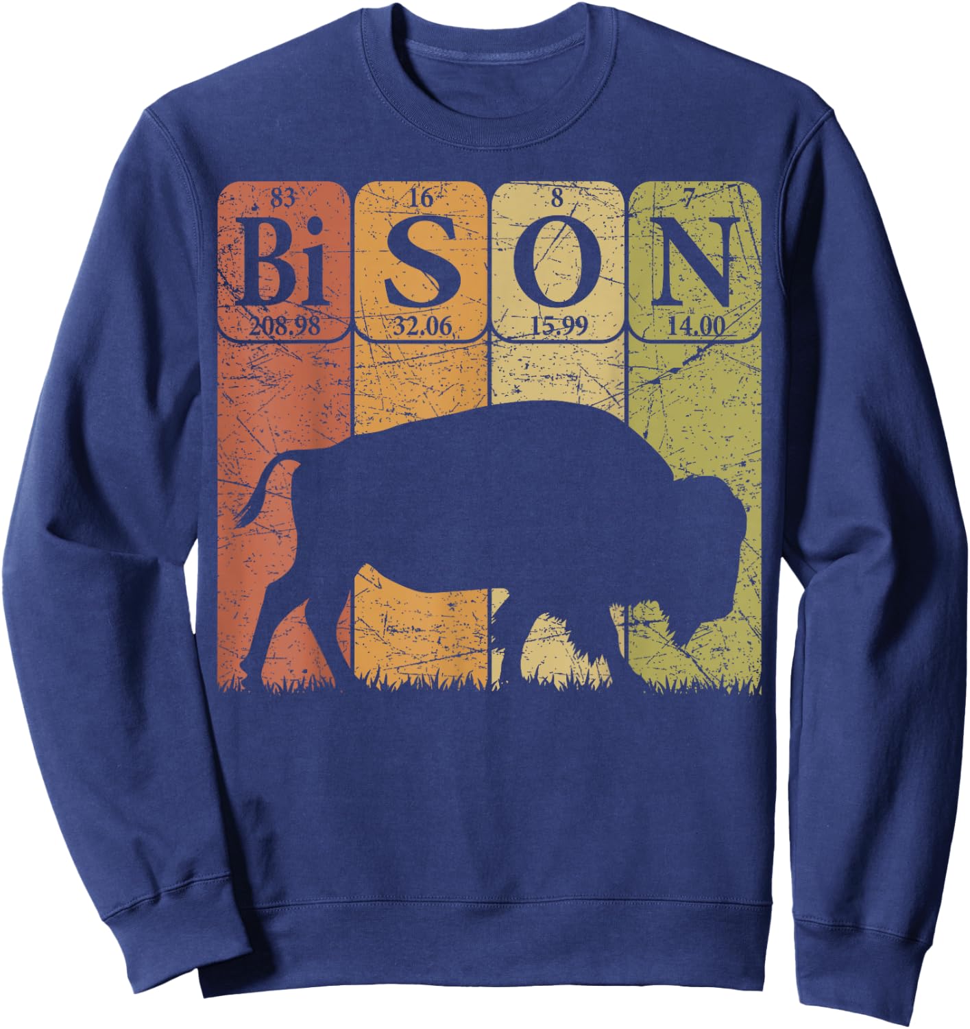 American Bison Periodic Table Elements Buffalo Retro Sweatshirt - Sweatshirt | Navy