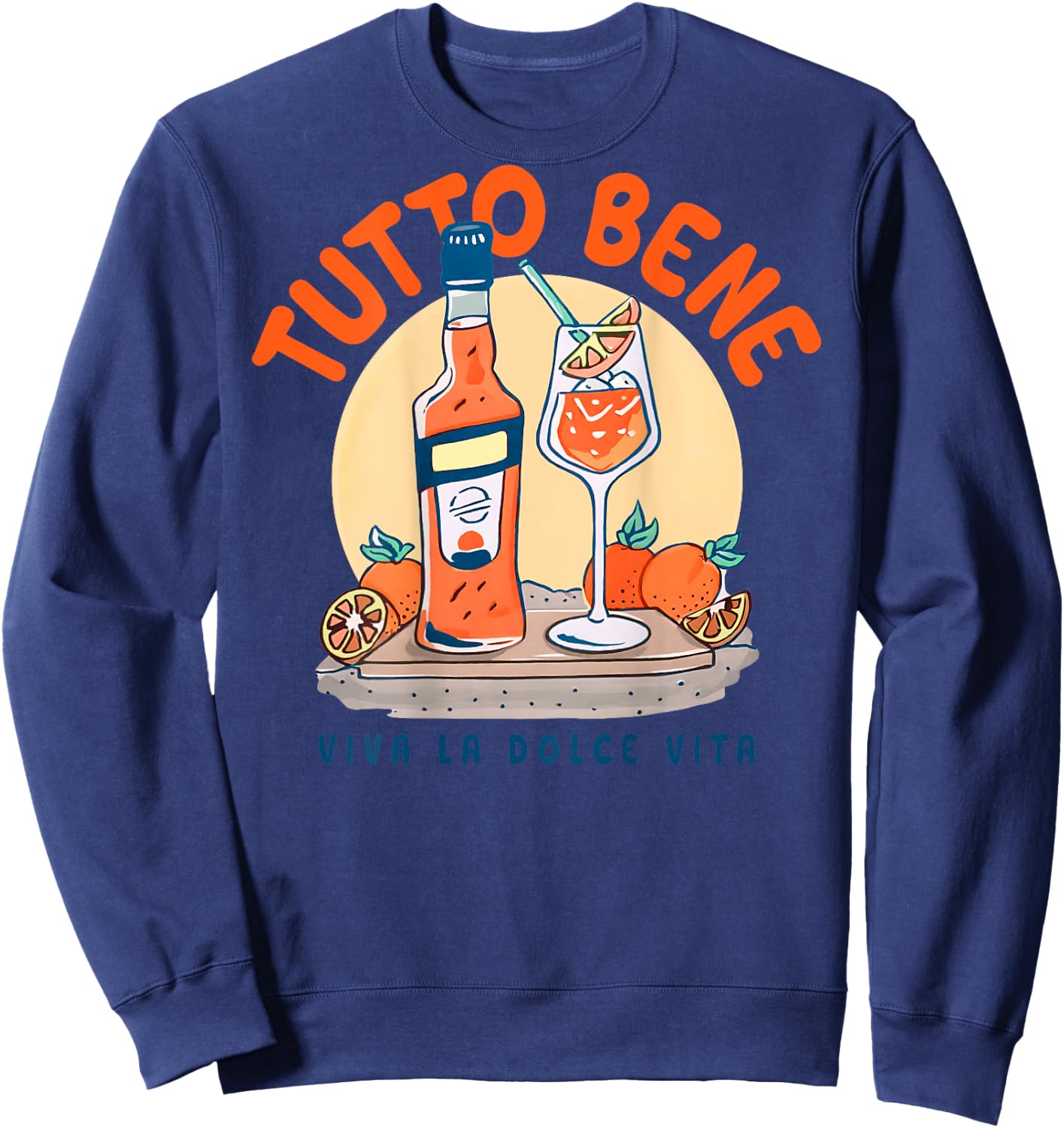 TUTTO BENE X VIVA LA DOLCE VITA APEROIL SPRITZ CLUB BACK , White Sweatshirt - Sweatshirt | Navy