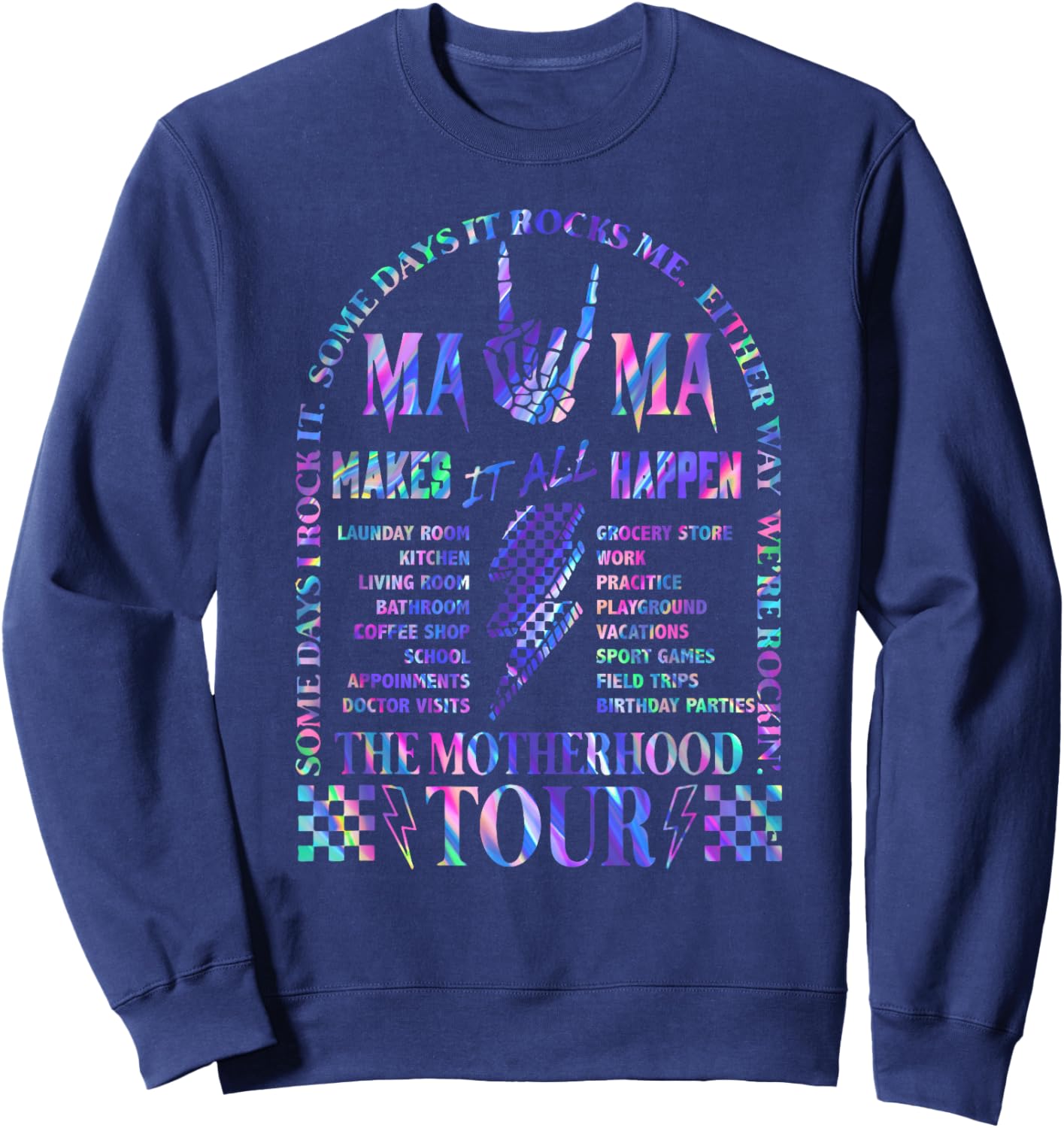 Mama Makes It All Happen Rocking The Motherhood Epic Glow Sweatshirt - Sweatshirt | Navy