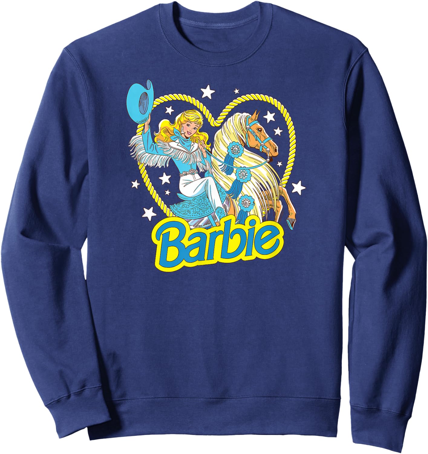 Barbie - Retro Western Cowgirl with Horse and Heart , black Sweatshirt - Sweatshirt | Navy