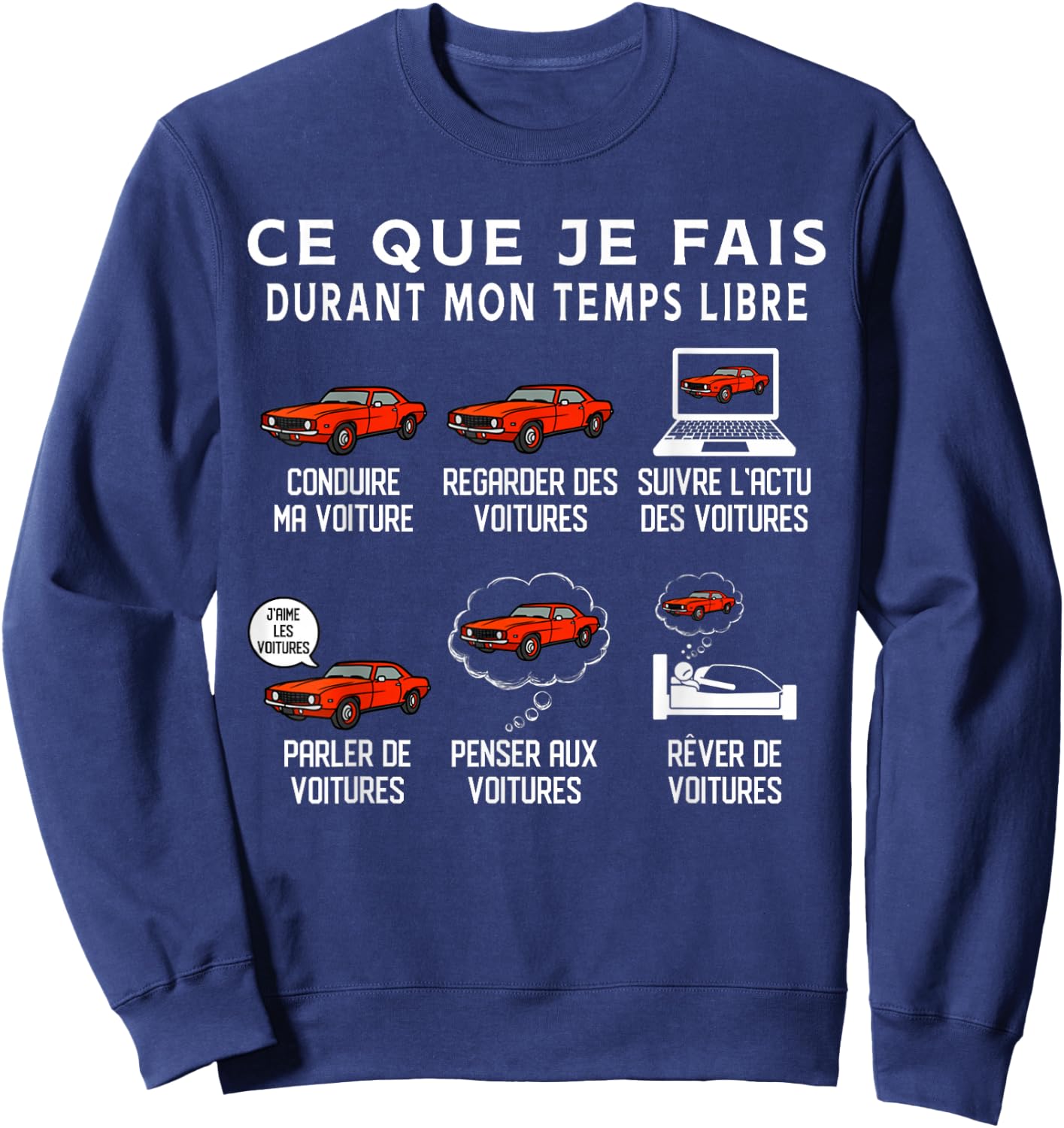 Funny Car What I Do During My Time Vintage Funny , Black, S Sweatshirt - Sweatshirt | Navy