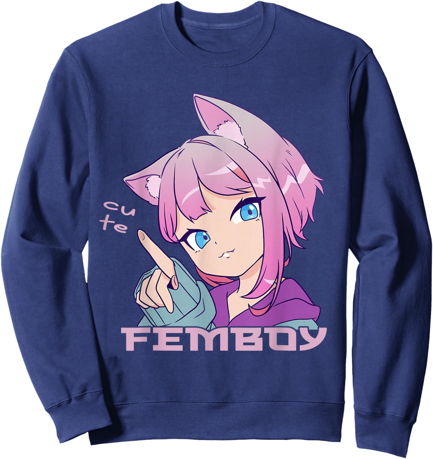 Femboy Anime Neko Femboy Anime Süßer Femboy Sweatshirt - Sweatshirt | Navy