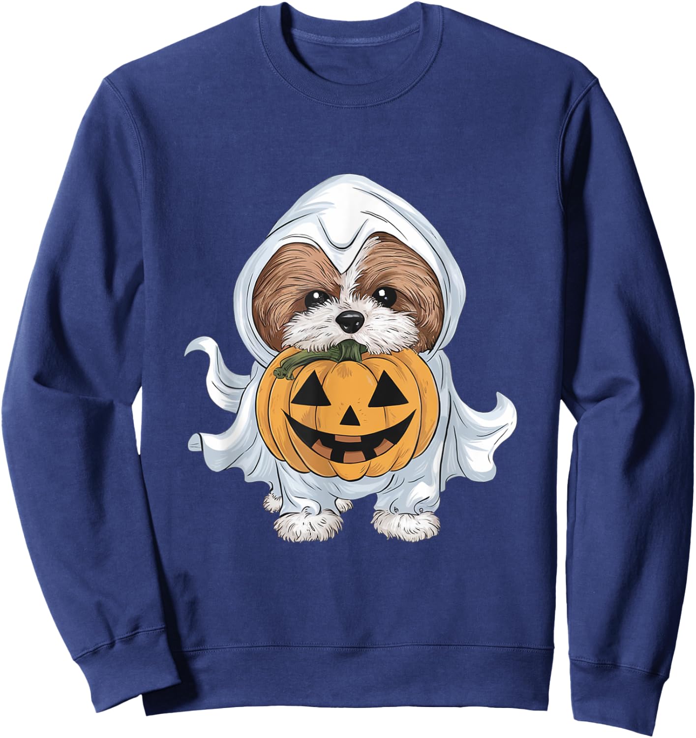 Shih Tzu Ghost Dog Halloween Sweatshirt - Sweatshirt | Navy