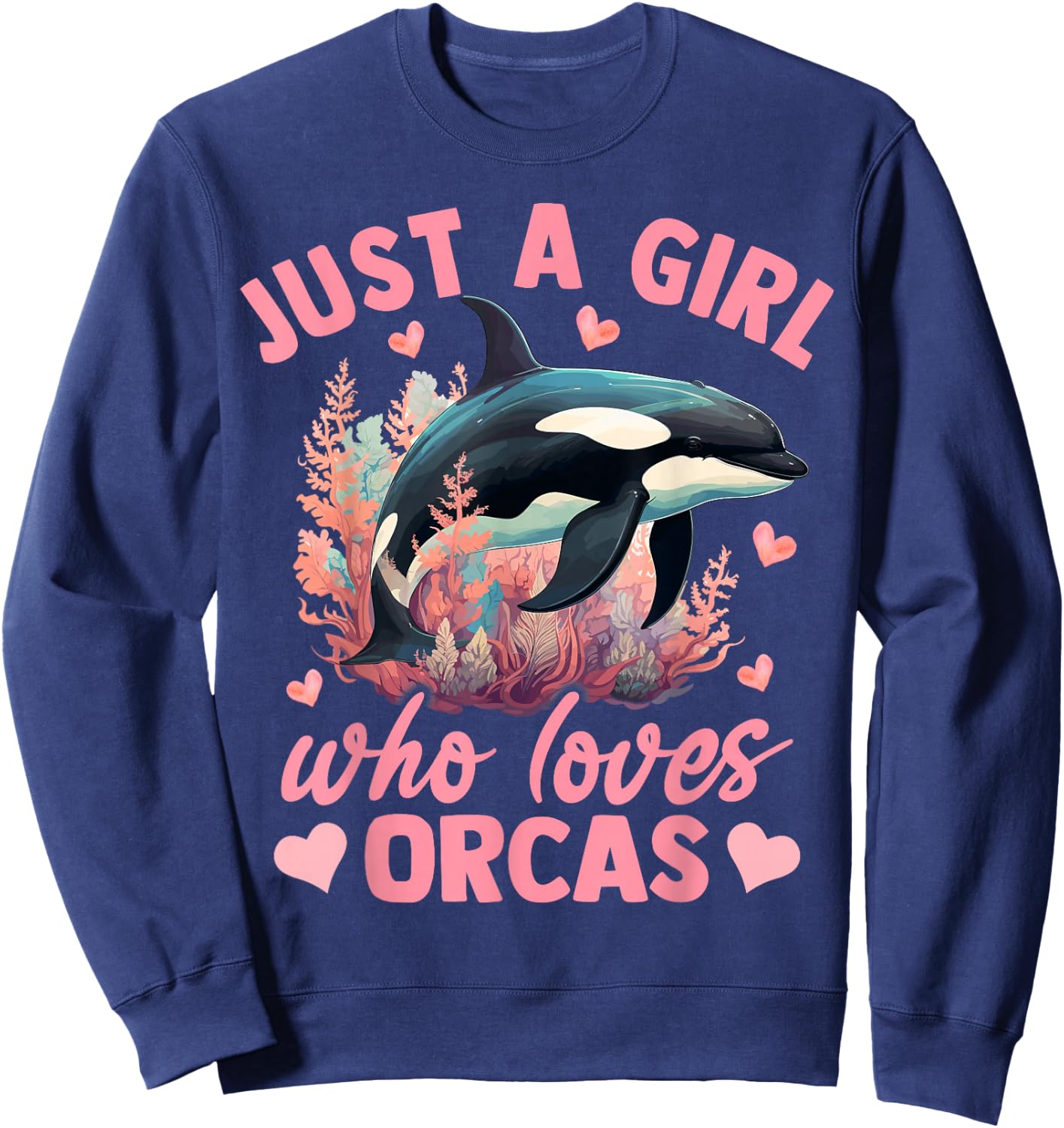 Floral Orca Just A Girl Who Loves Orca Sweatshirt - Sweatshirt | Navy