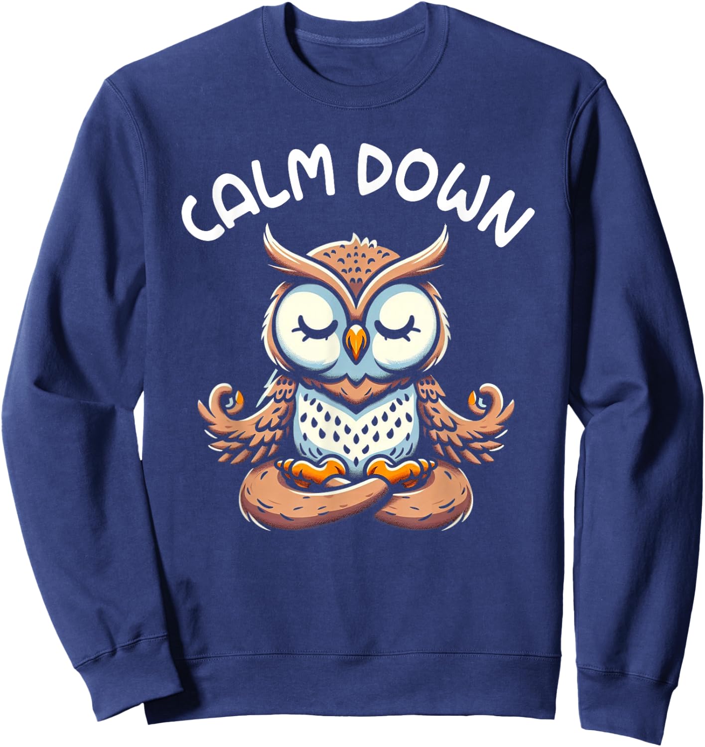 Owl Calm Down Yoga Meditation Sweatshirt - Sweatshirt | Navy
