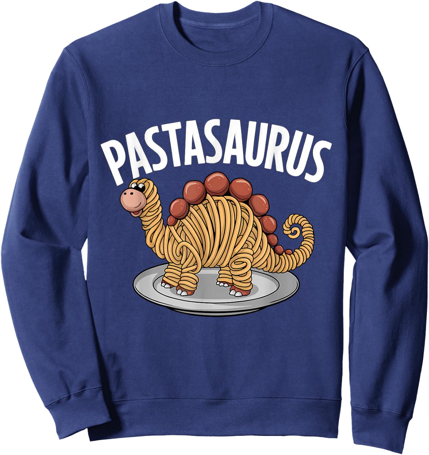 Spaghetti Pasta Dinosaur T-Rex Italian Food Sweatshirt - Sweatshirt | Navy