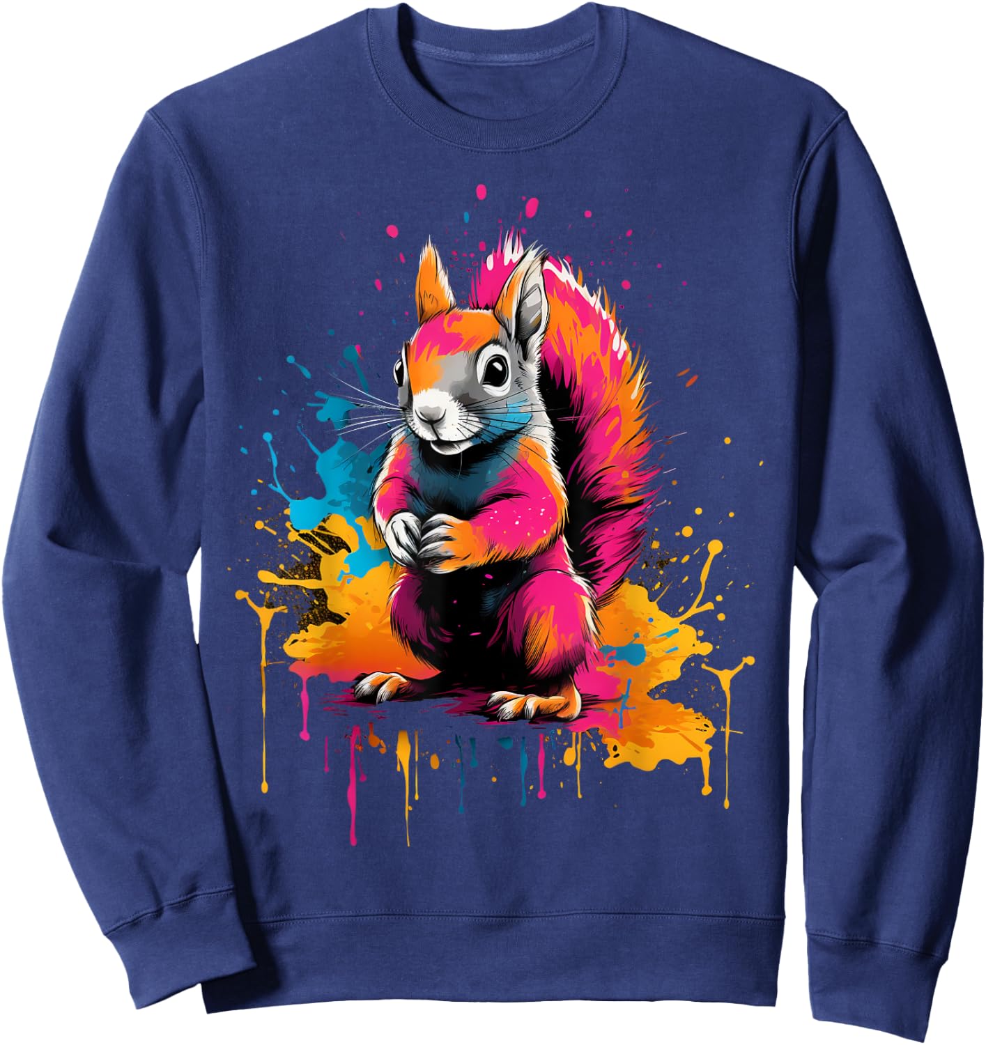 Cooles Eichhörnchen auf bunt bemaltem Eichhörnchen Sweatshirt - Sweatshirt | Navy