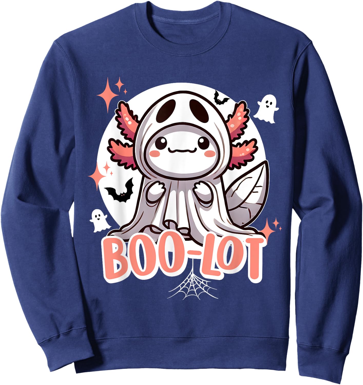 Boo-Lot Adorable Axolotl Halloween Ghost Sweatshirt - Sweatshirt | Navy