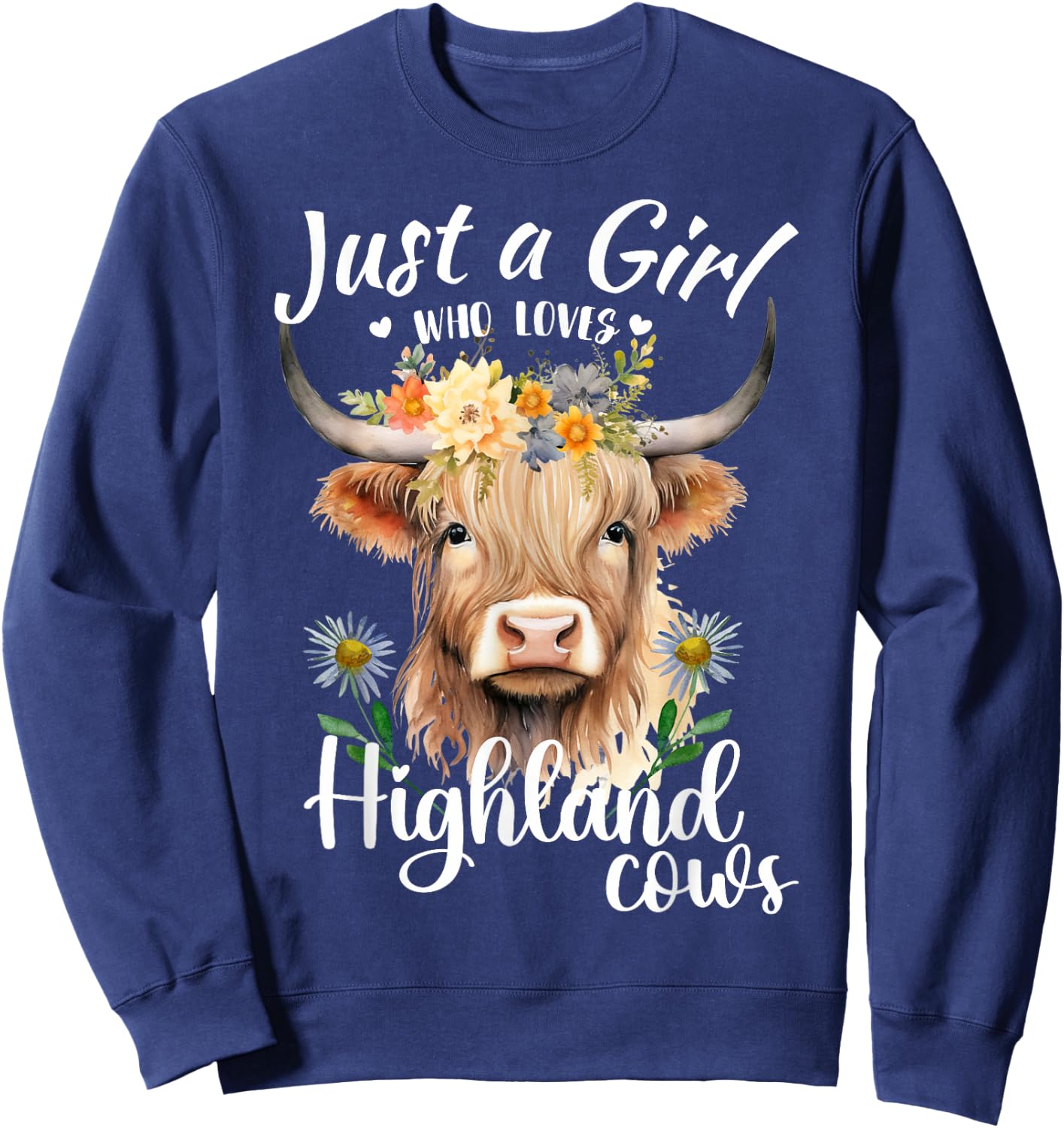 Just a Girl Who Loves Highland Cows Scottish Highland Cows Sweatshirt - Sweatshirt | Navy