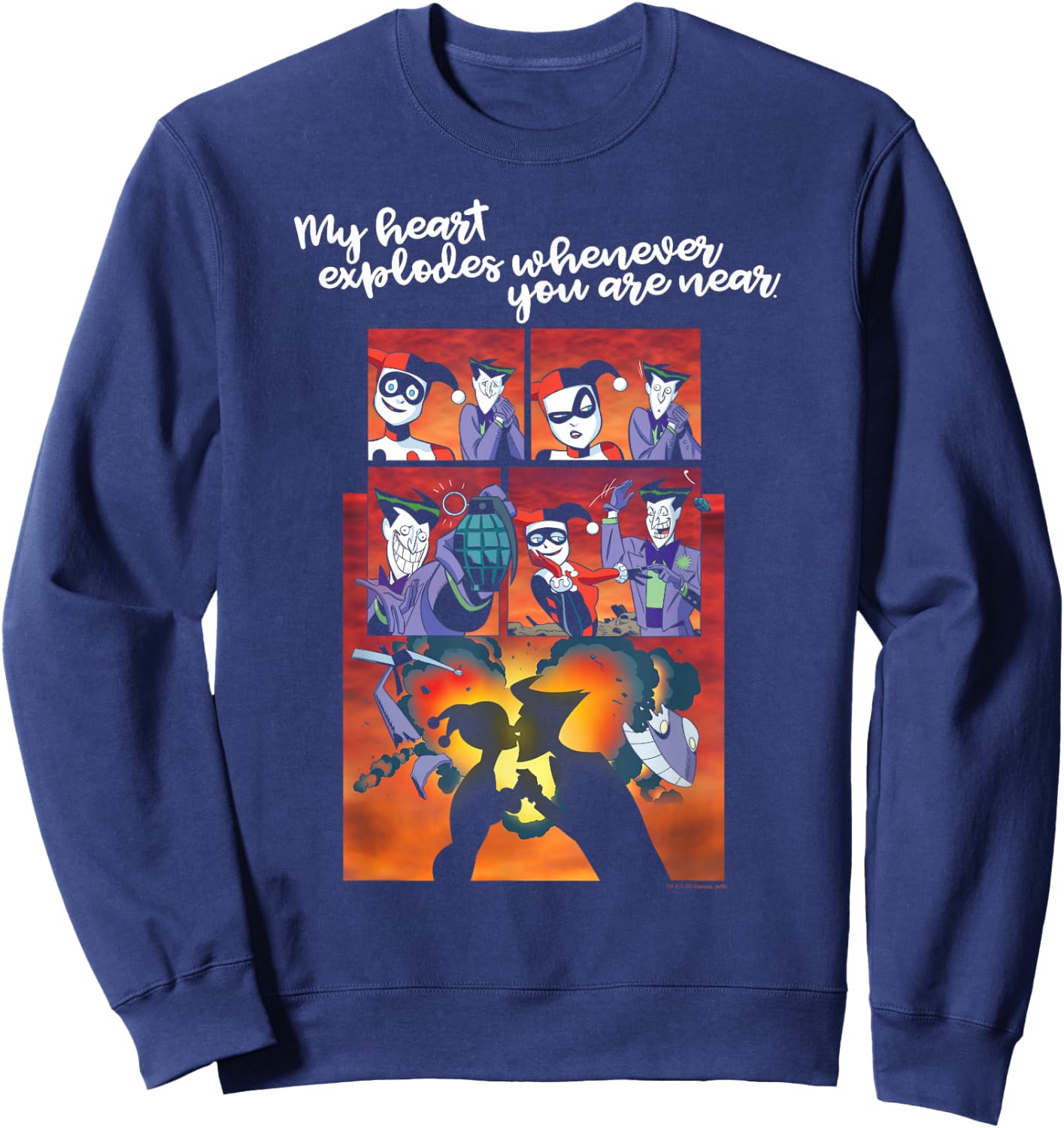 Batman Harley Quinn Joker Heart Explodes Sweatshirt - Sweatshirt | Navy