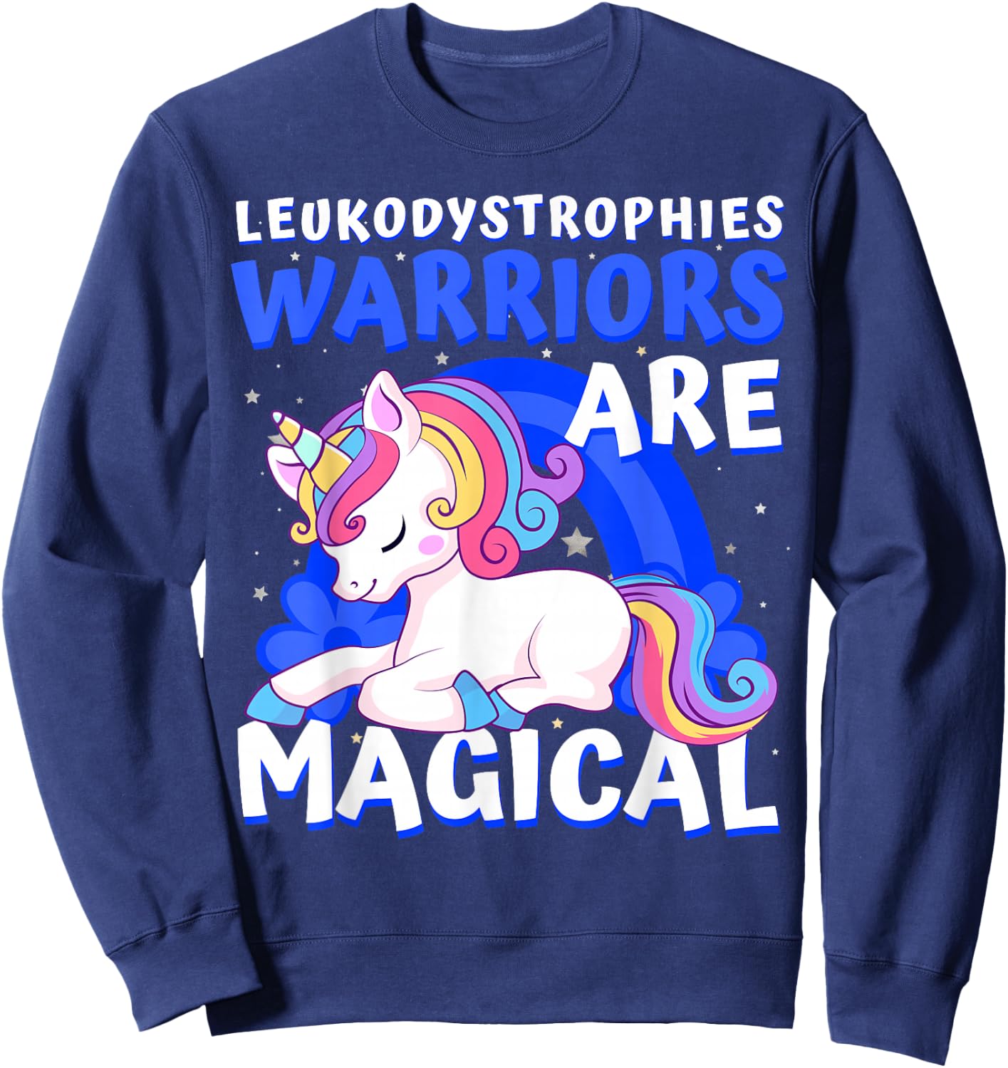 Warriors Magical Leukodystrophies Awareness Ribbon Unicorn Sweatshirt - Sweatshirt | Navy