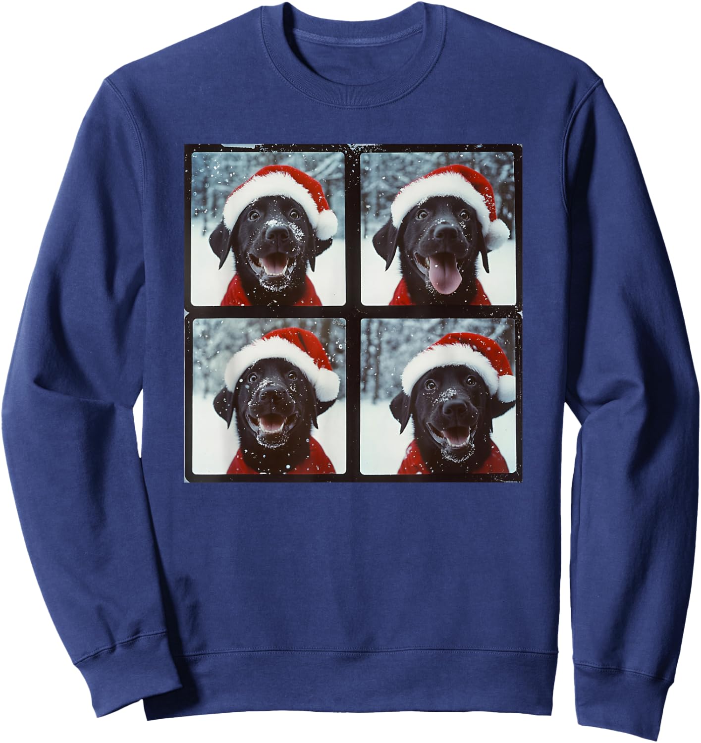 Labrador With Santa Hat Christmas Black Lab Sweatshirt - Sweatshirt | Navy