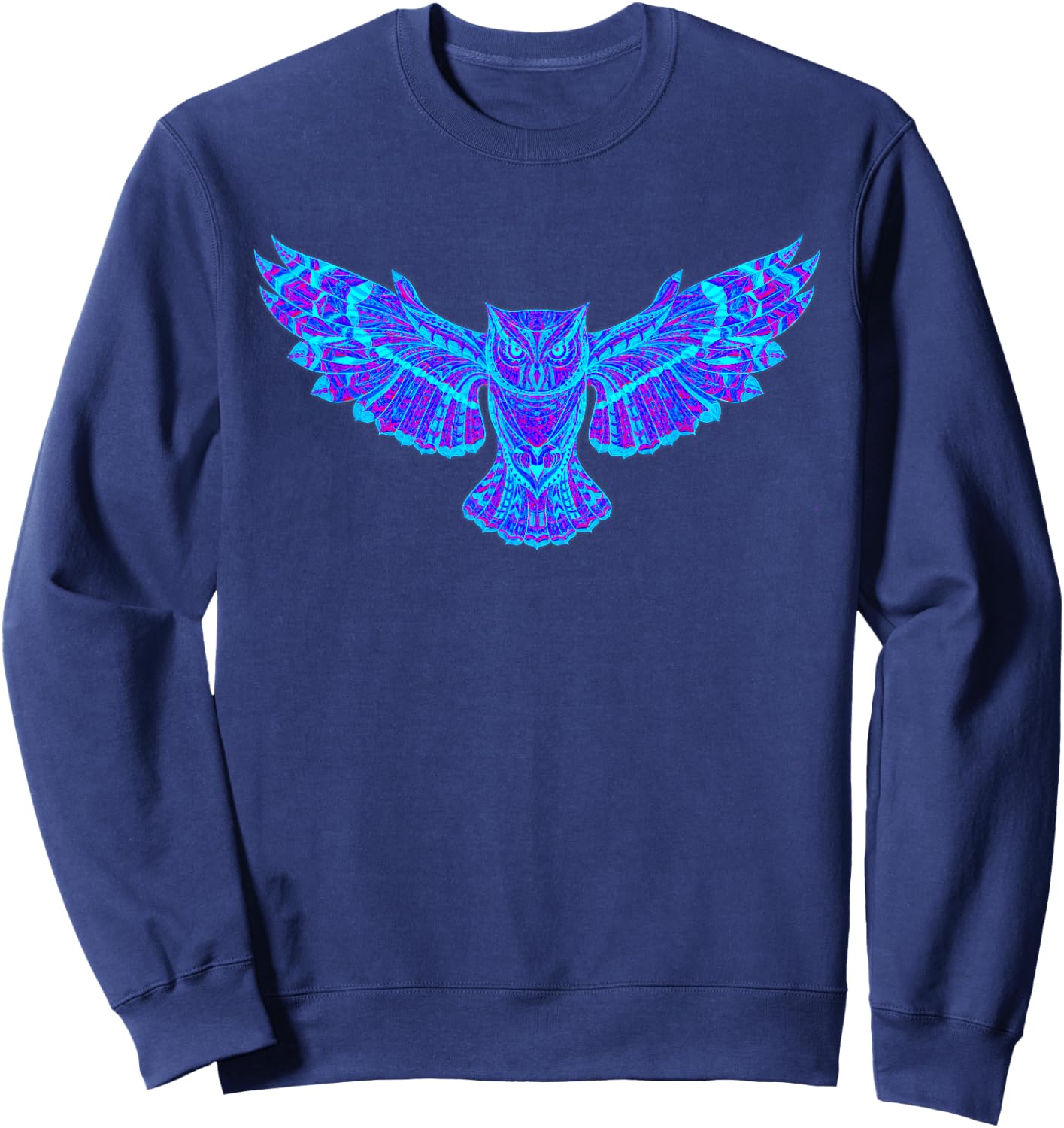 EDM Electronic Dance Techno Owl Rave Large Black Sweatshirt - Sweatshirt | Navy