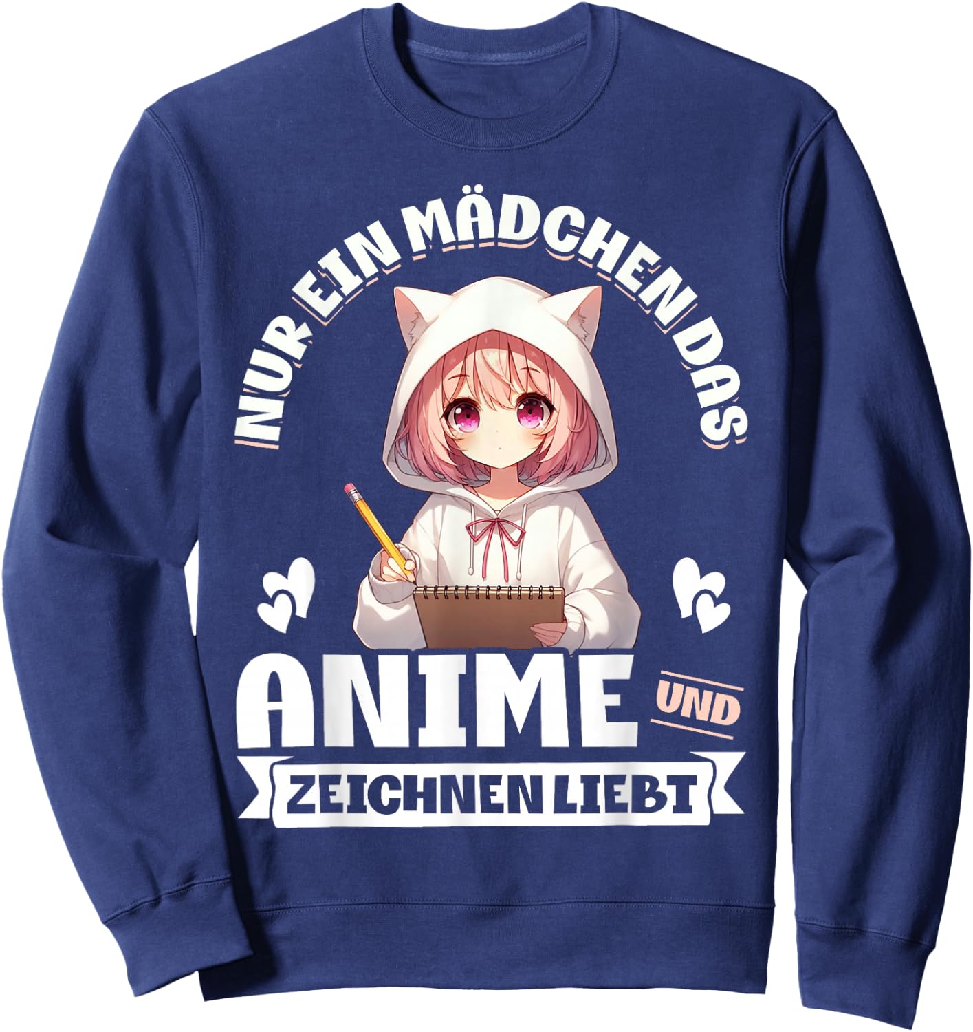 Nur Ein Mädchen Das Anime Und Zeichnen Liebt Japan Style Sweatshirt - Sweatshirt | Navy