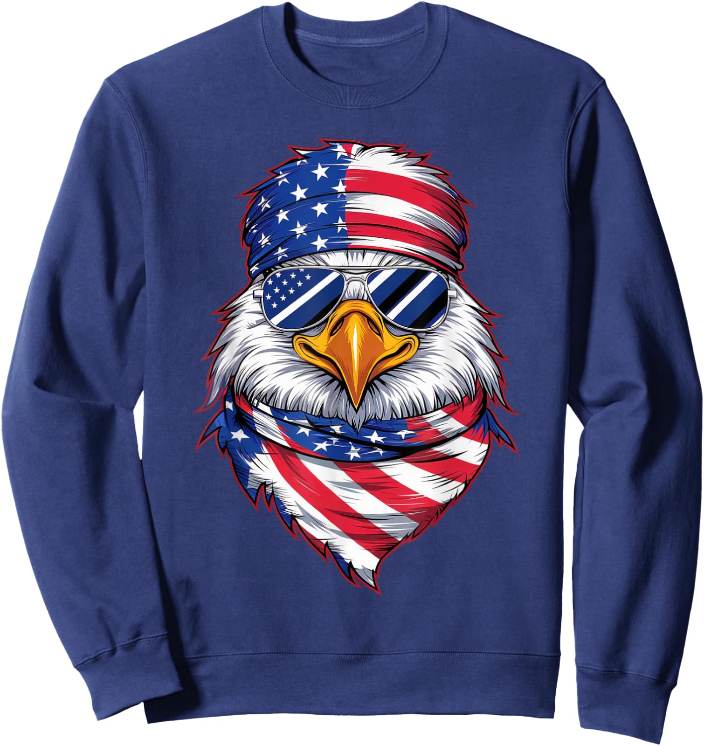 4th of July Patriotic Eagle USA Pride American Flag Sweatshirt - Sweatshirt | Navy
