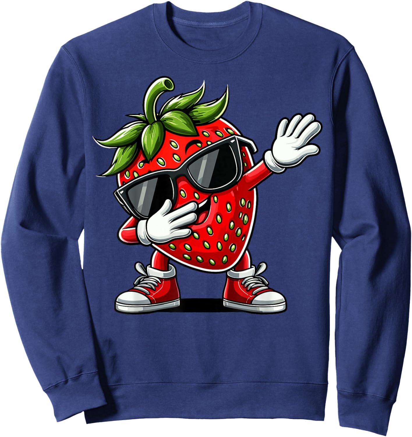 Funny Dabbing Strawberry Summer Fruit Lover Men Women Kids Sweatshirt - Sweatshirt | Navy